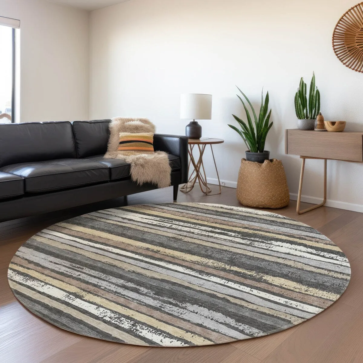 Machine Washable Indoor/ Outdoor Chantille Stripe Rug