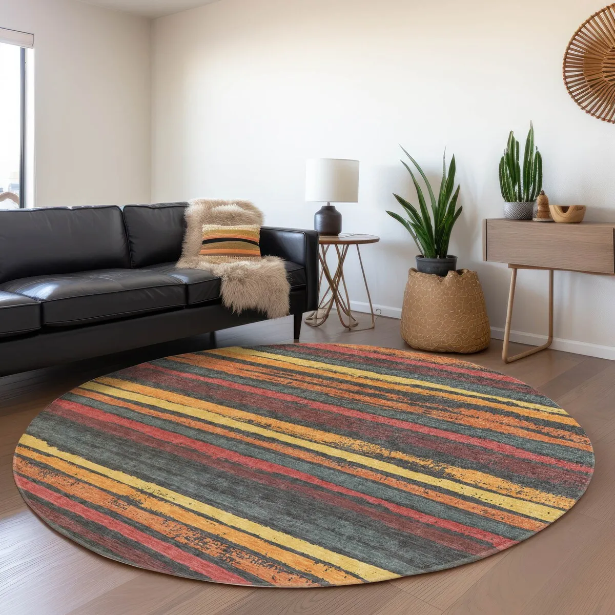 Machine Washable Indoor/ Outdoor Chantille Stripe Rug