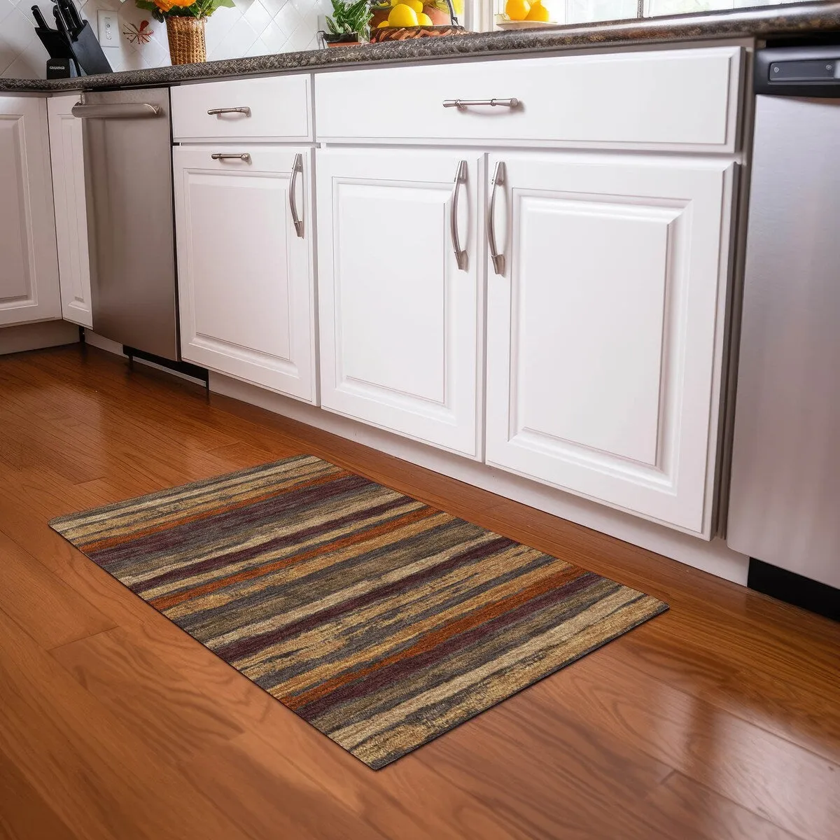 Machine Washable Indoor/ Outdoor Chantille Stripe Rug