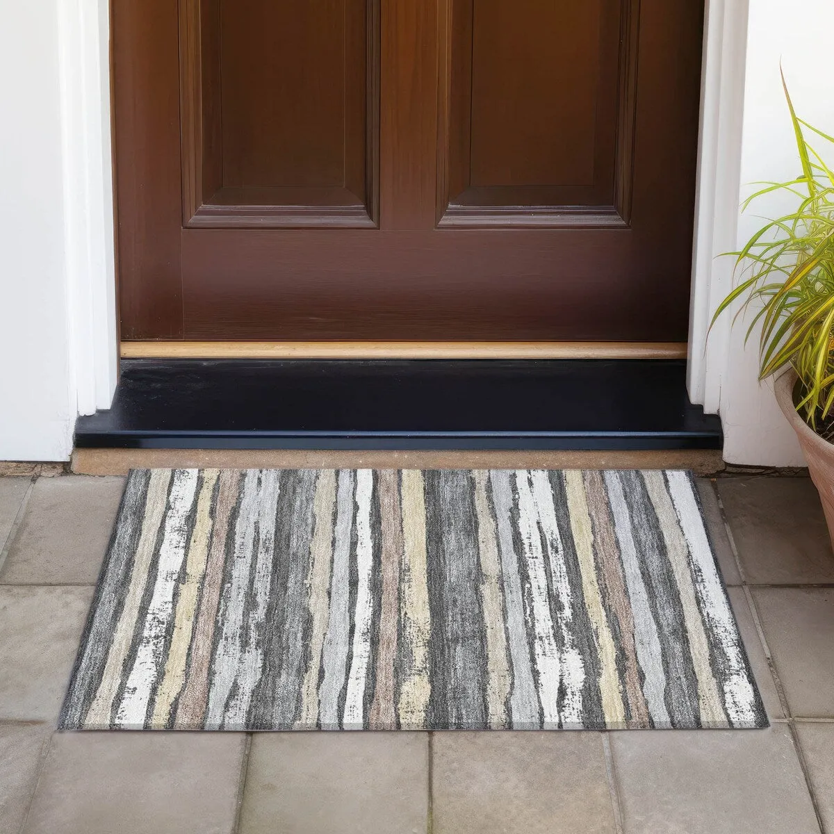 Machine Washable Indoor/ Outdoor Chantille Stripe Rug