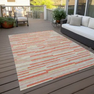 Machine Washable Indoor/ Outdoor Chantille Stripes Modern Rug