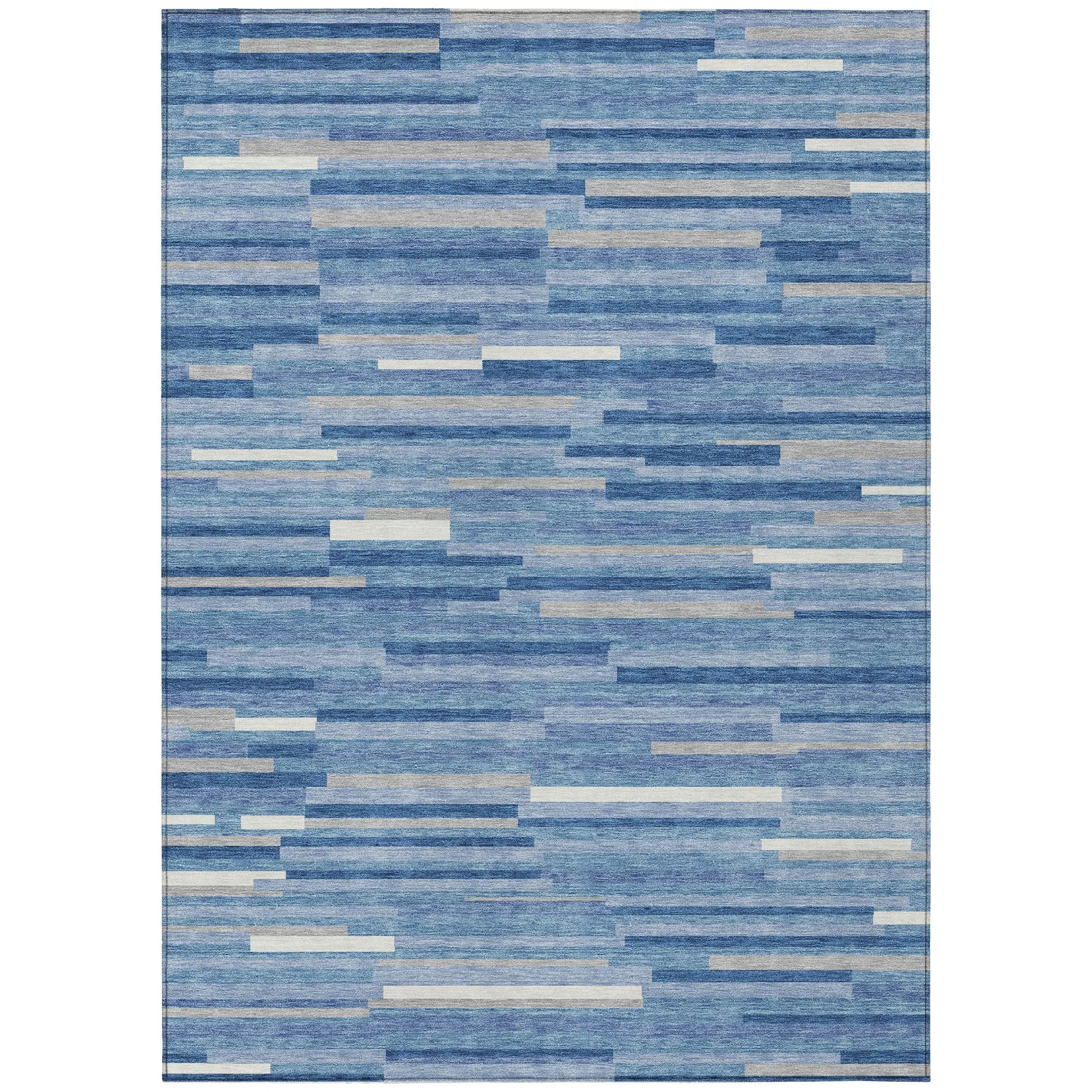 Machine Washable Indoor/ Outdoor Chantille Stripes Modern Rug