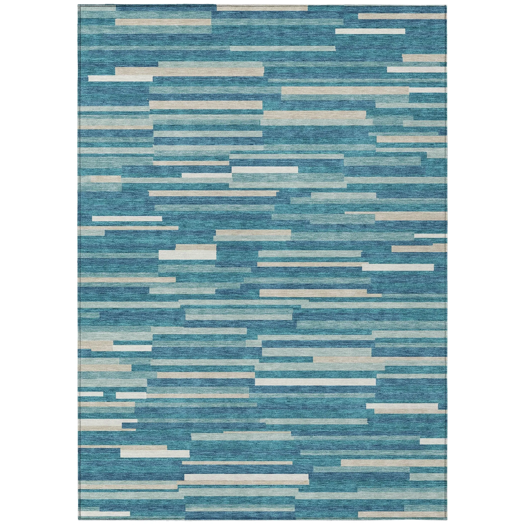 Machine Washable Indoor/ Outdoor Chantille Stripes Modern Rug