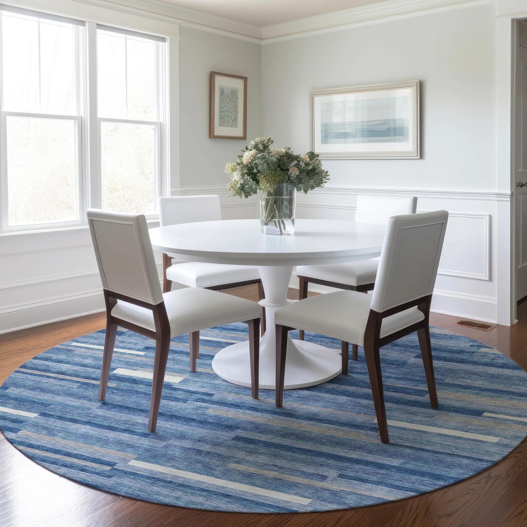 Machine Washable Indoor/ Outdoor Chantille Stripes Modern Rug
