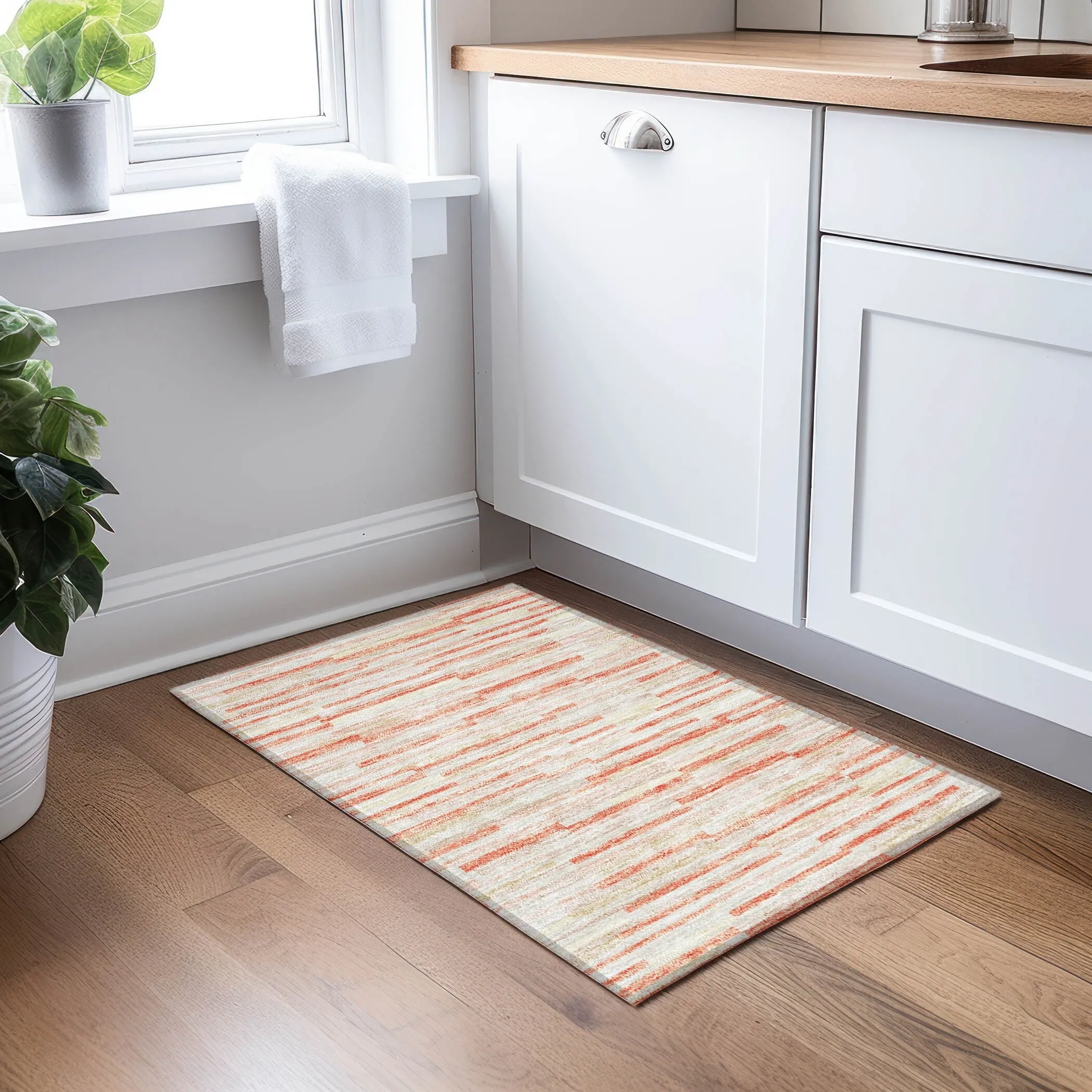 Machine Washable Indoor/ Outdoor Chantille Stripes Modern Rug