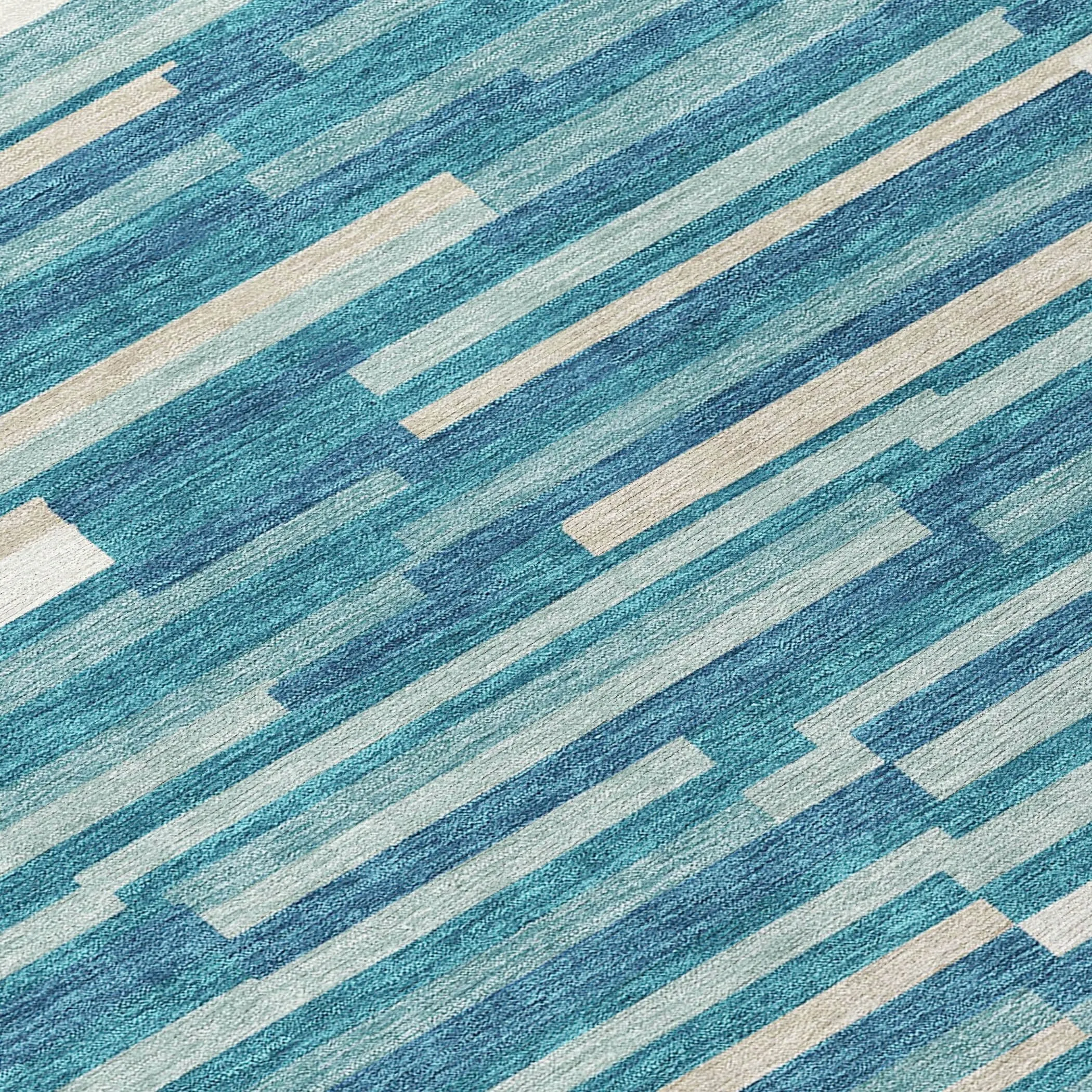 Machine Washable Indoor/ Outdoor Chantille Stripes Modern Rug