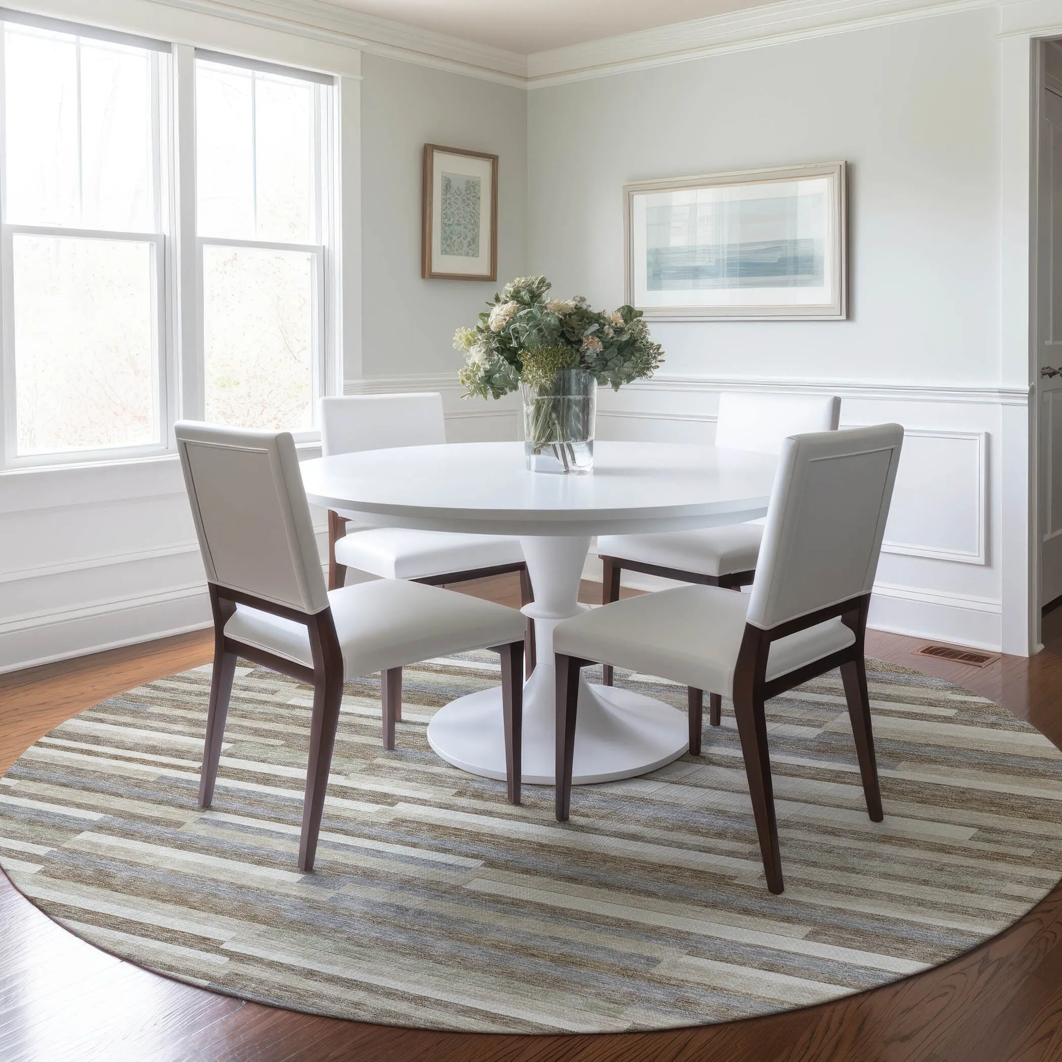 Machine Washable Indoor/ Outdoor Chantille Stripes Modern Rug