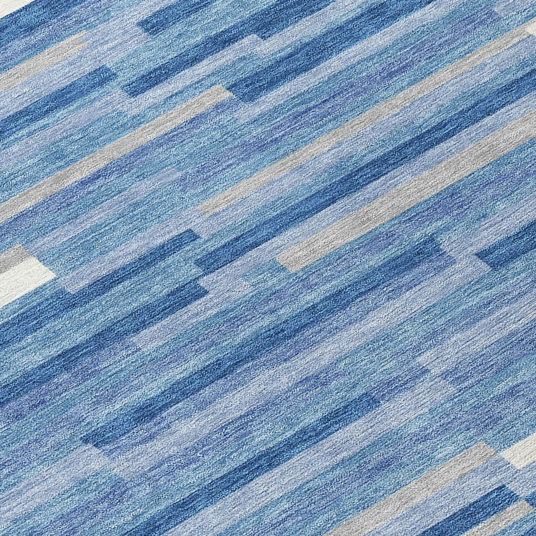 Machine Washable Indoor/ Outdoor Chantille Stripes Modern Rug