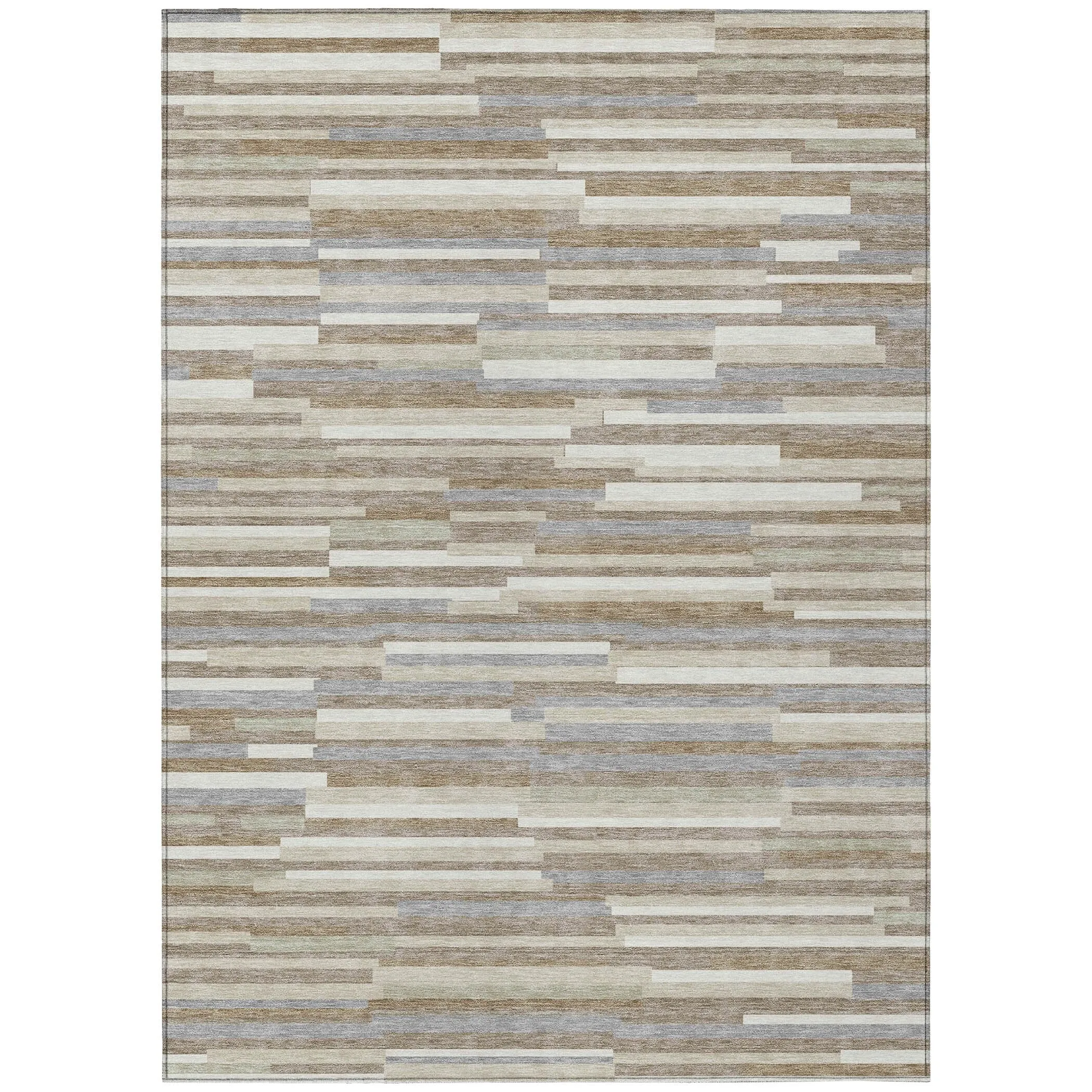 Machine Washable Indoor/ Outdoor Chantille Stripes Modern Rug