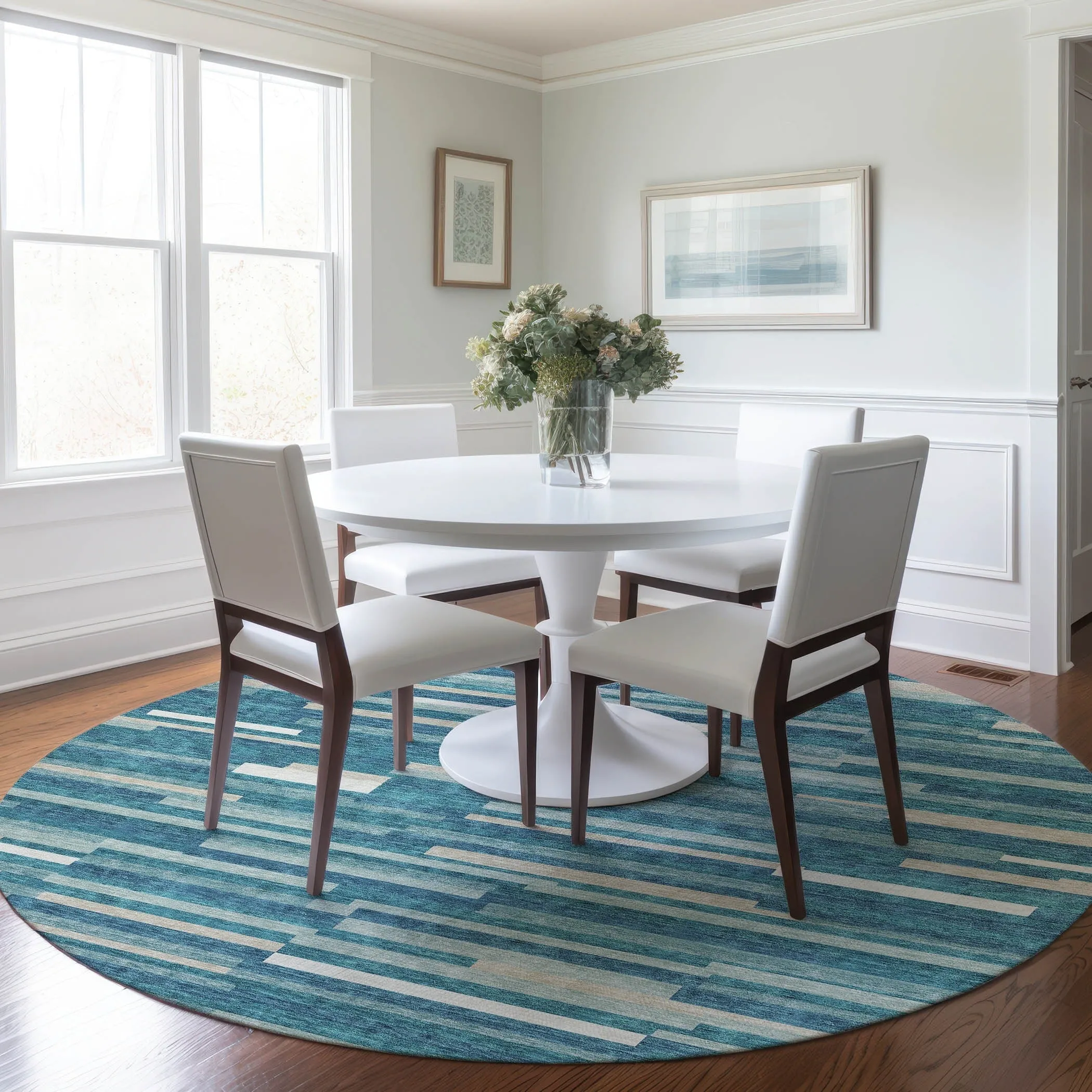 Machine Washable Indoor/ Outdoor Chantille Stripes Modern Rug