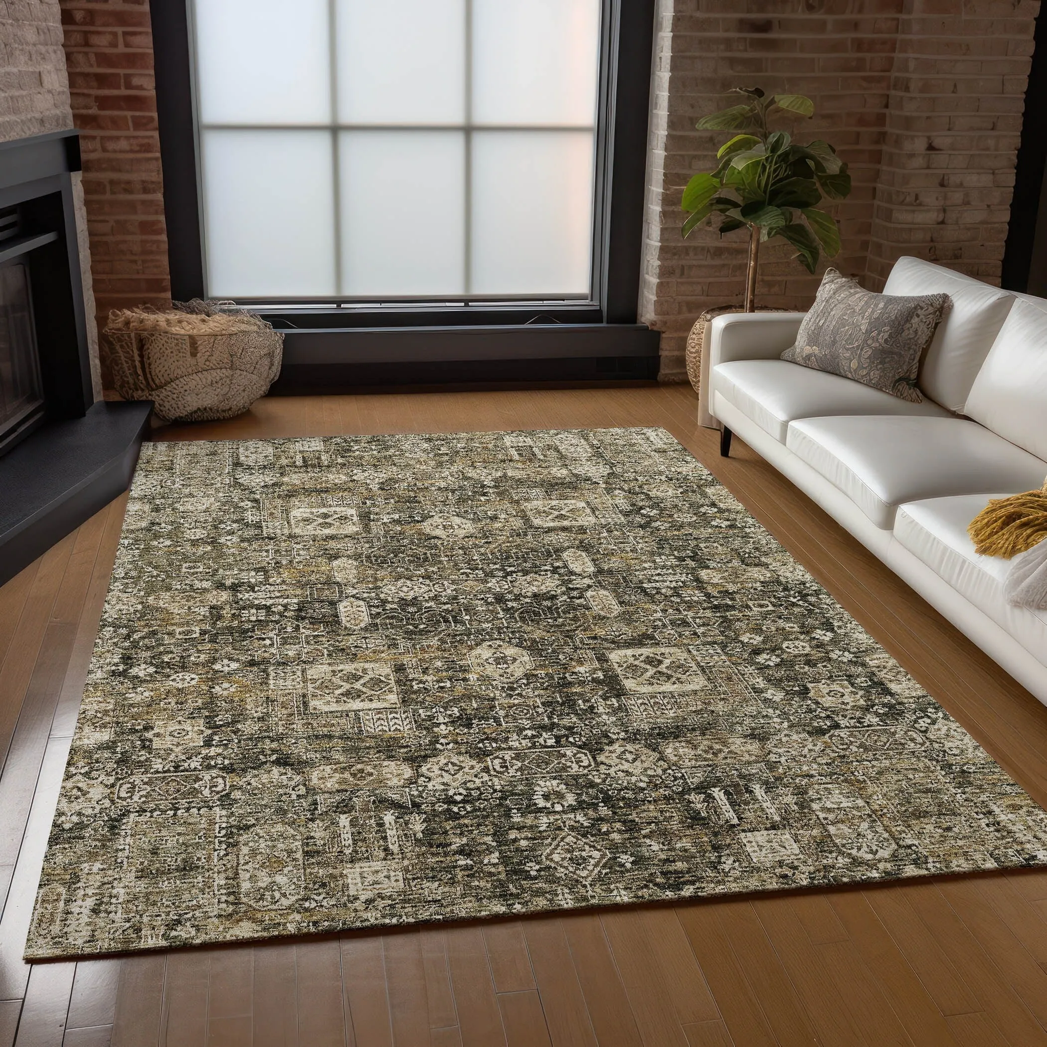Machine Washable Indoor/ Outdoor Chantille Vintage Traditional Rug