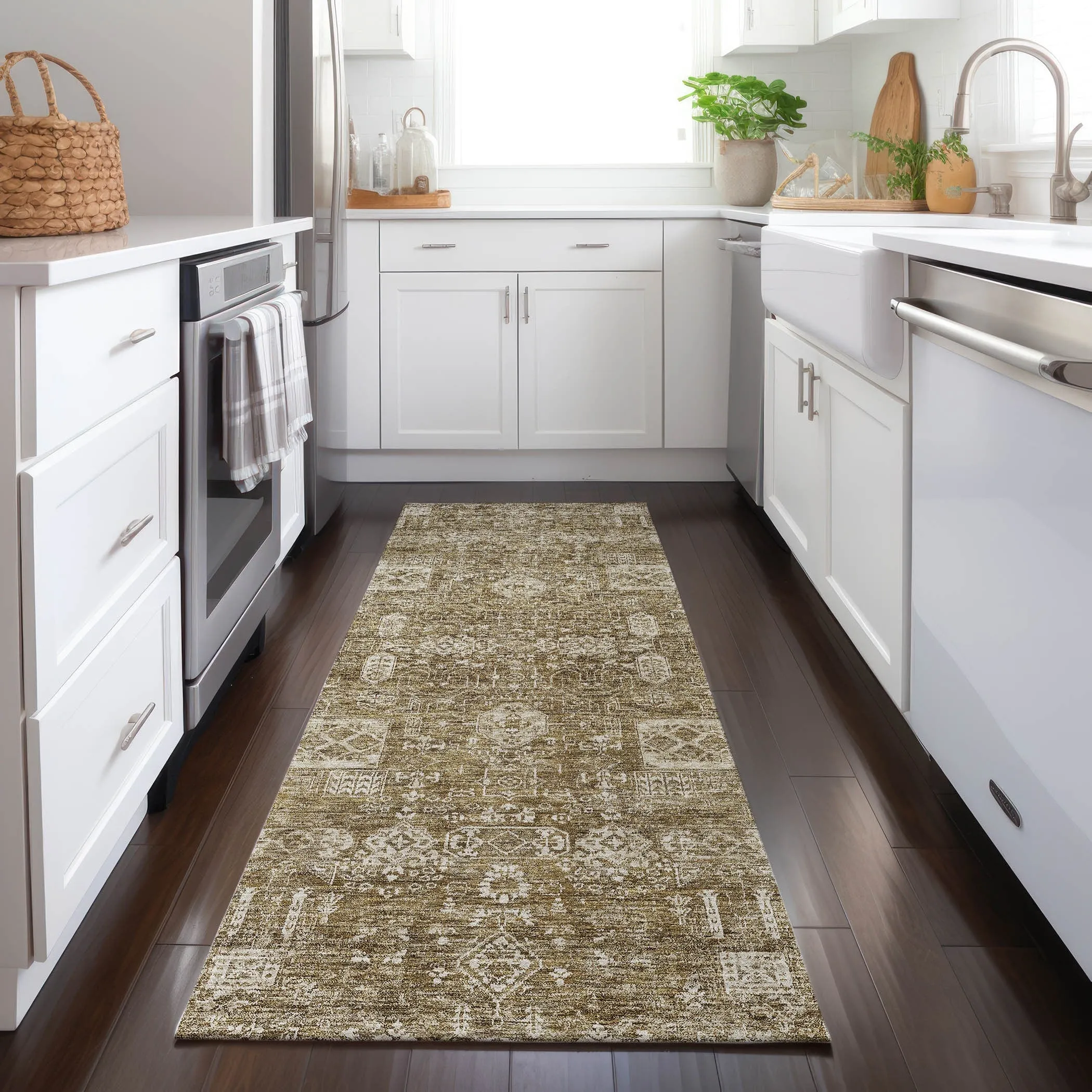 Machine Washable Indoor/ Outdoor Chantille Vintage Traditional Rug