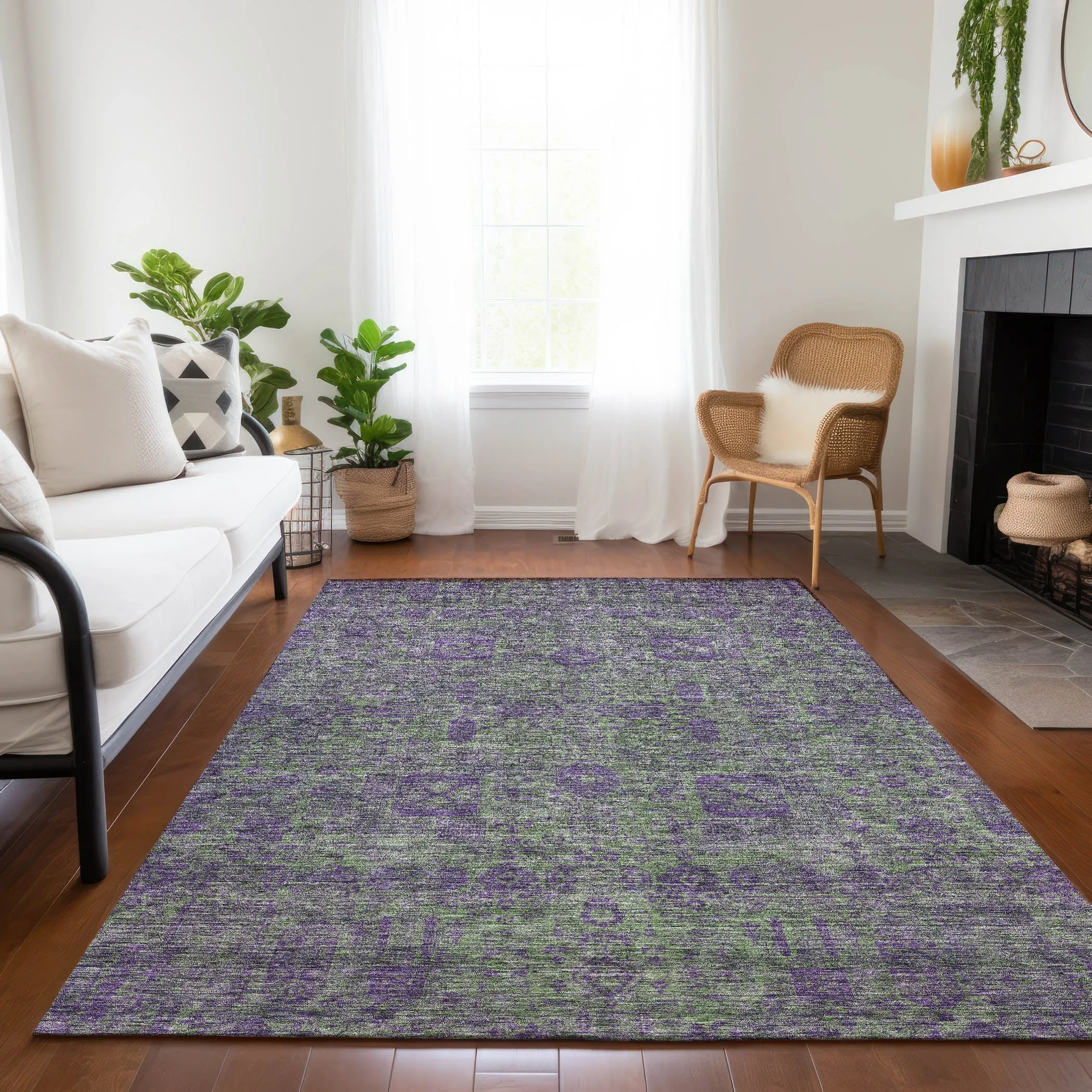 Machine Washable Indoor/ Outdoor Chantille Vintage Traditional Rug