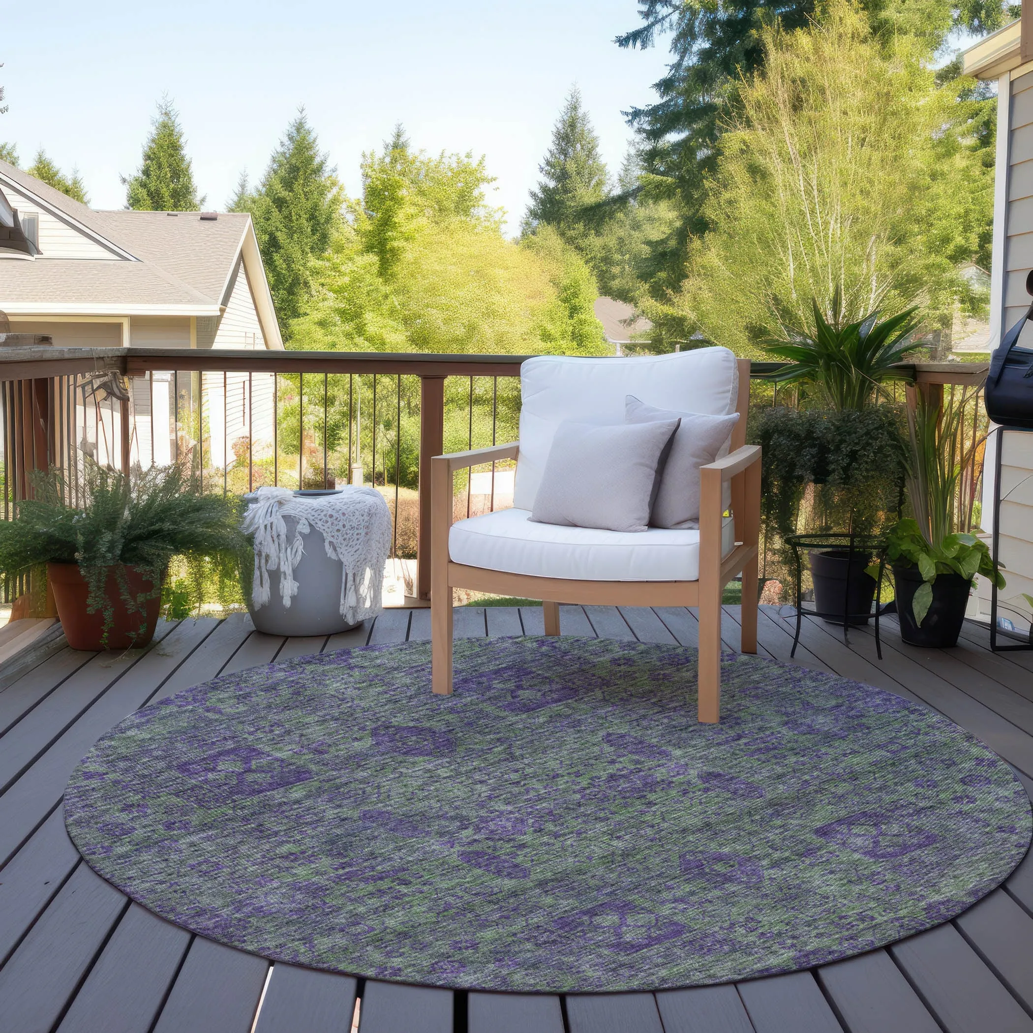 Machine Washable Indoor/ Outdoor Chantille Vintage Traditional Rug