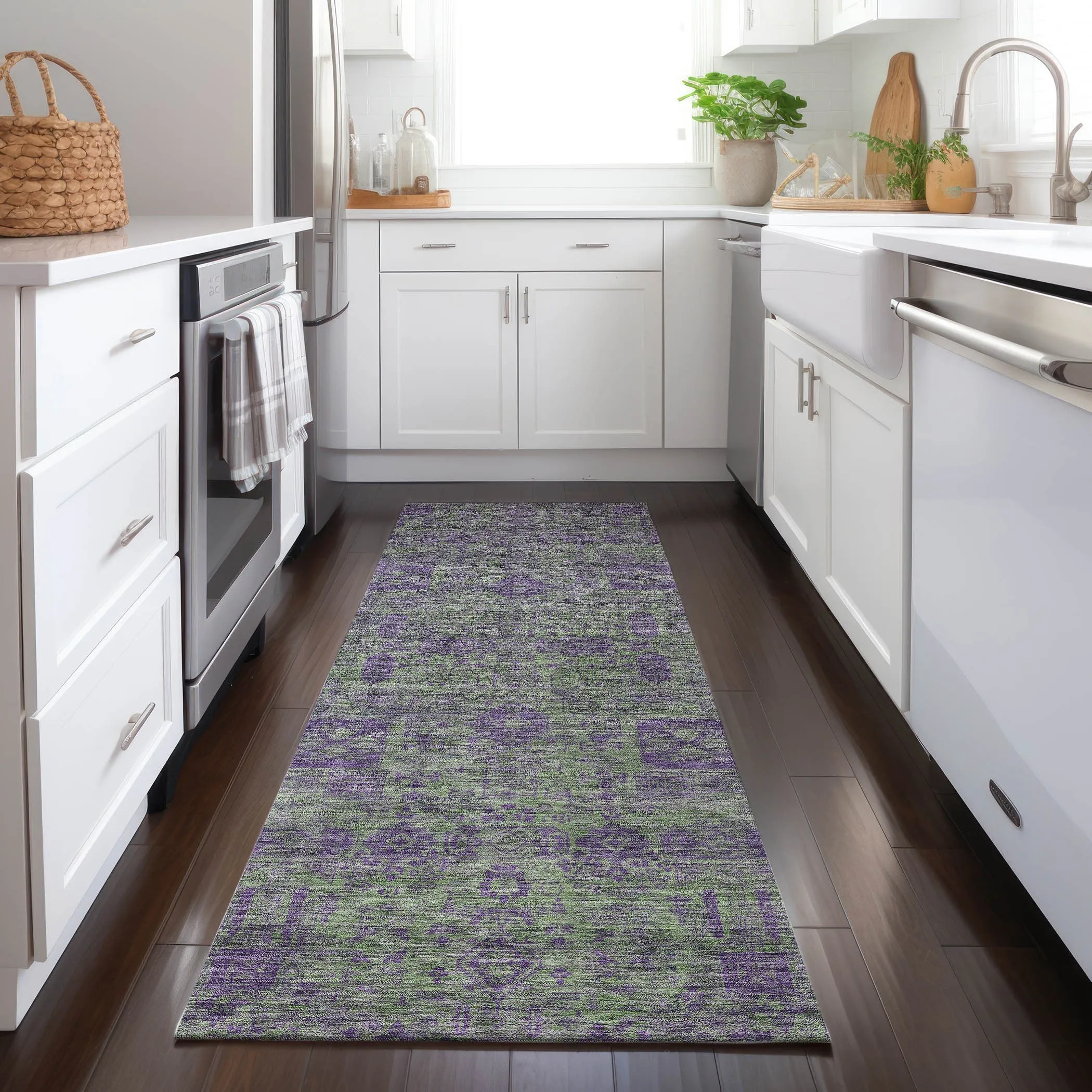 Machine Washable Indoor/ Outdoor Chantille Vintage Traditional Rug