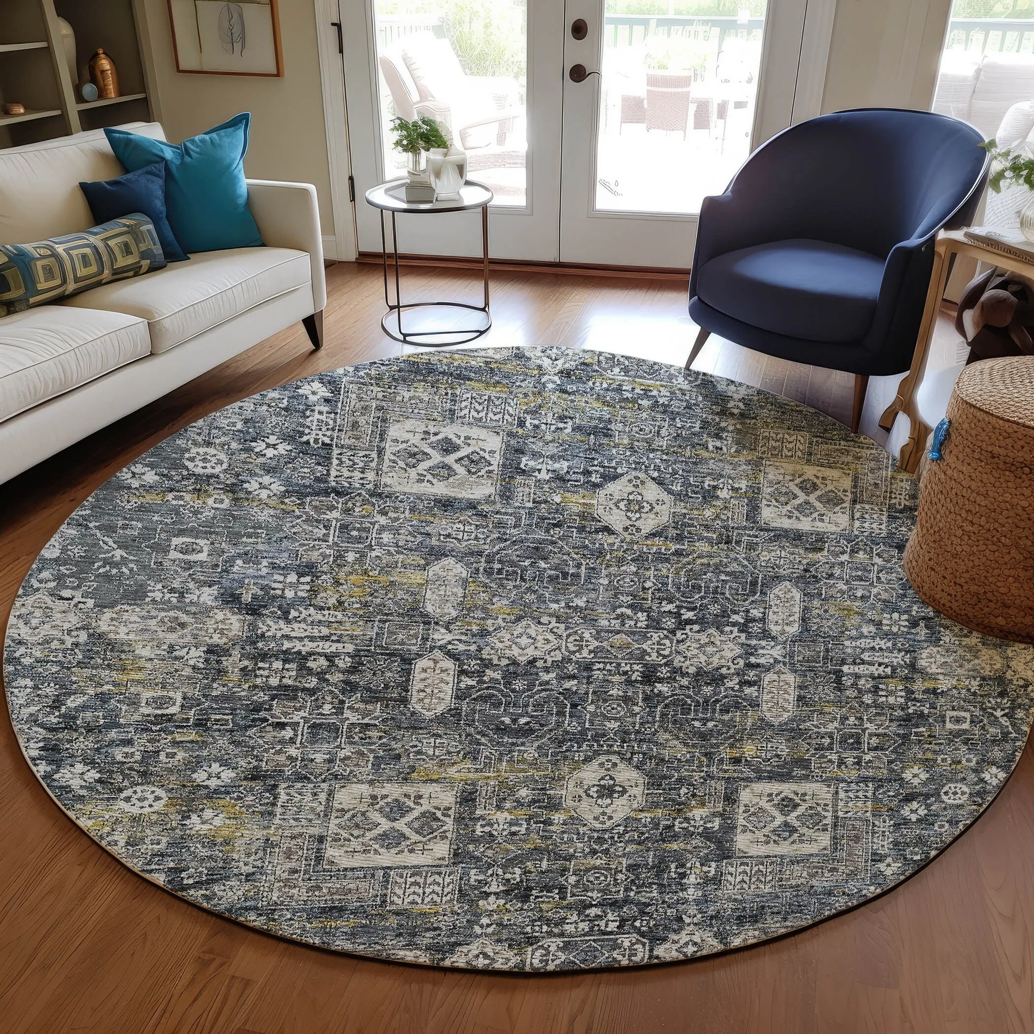 Machine Washable Indoor/ Outdoor Chantille Vintage Traditional Rug