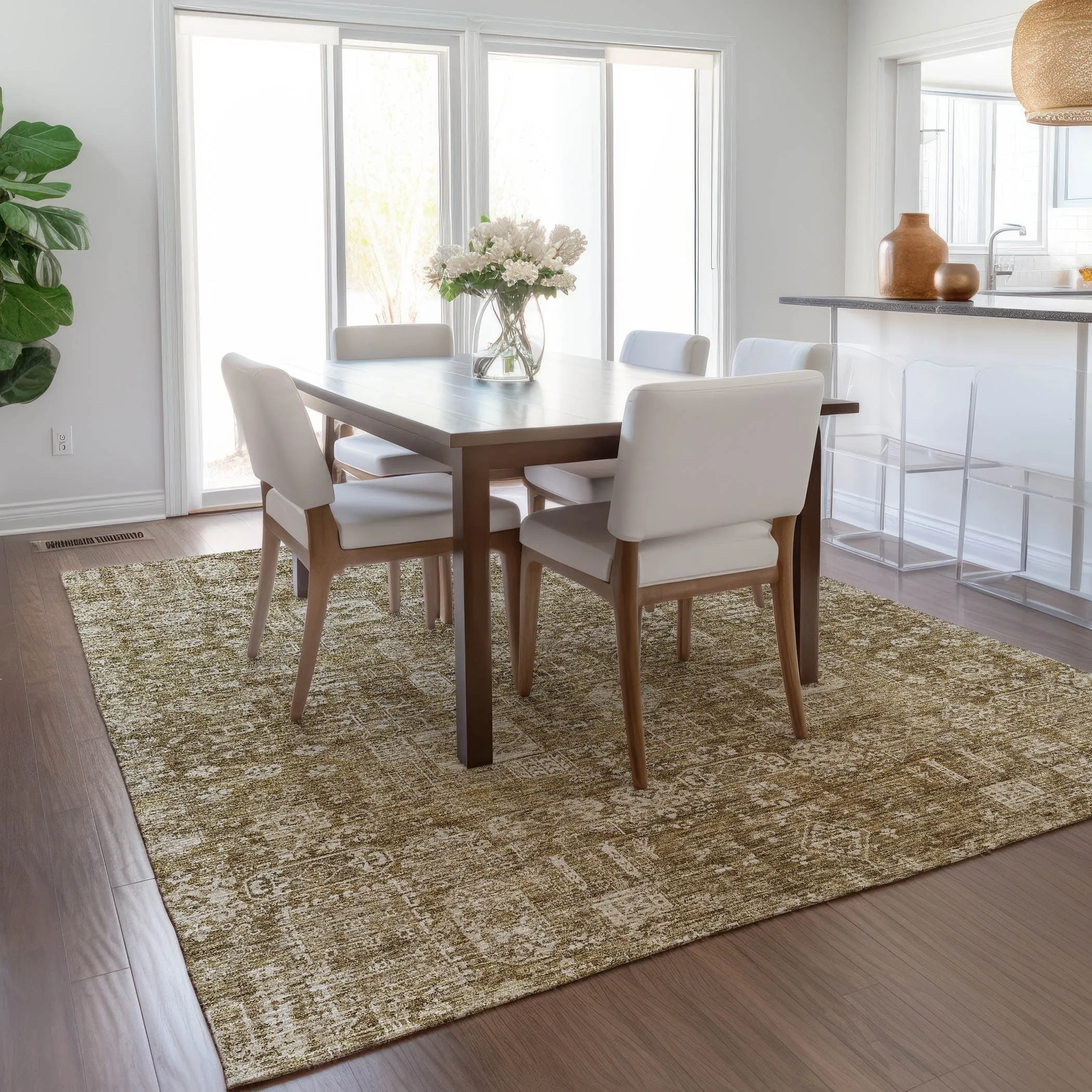 Machine Washable Indoor/ Outdoor Chantille Vintage Traditional Rug