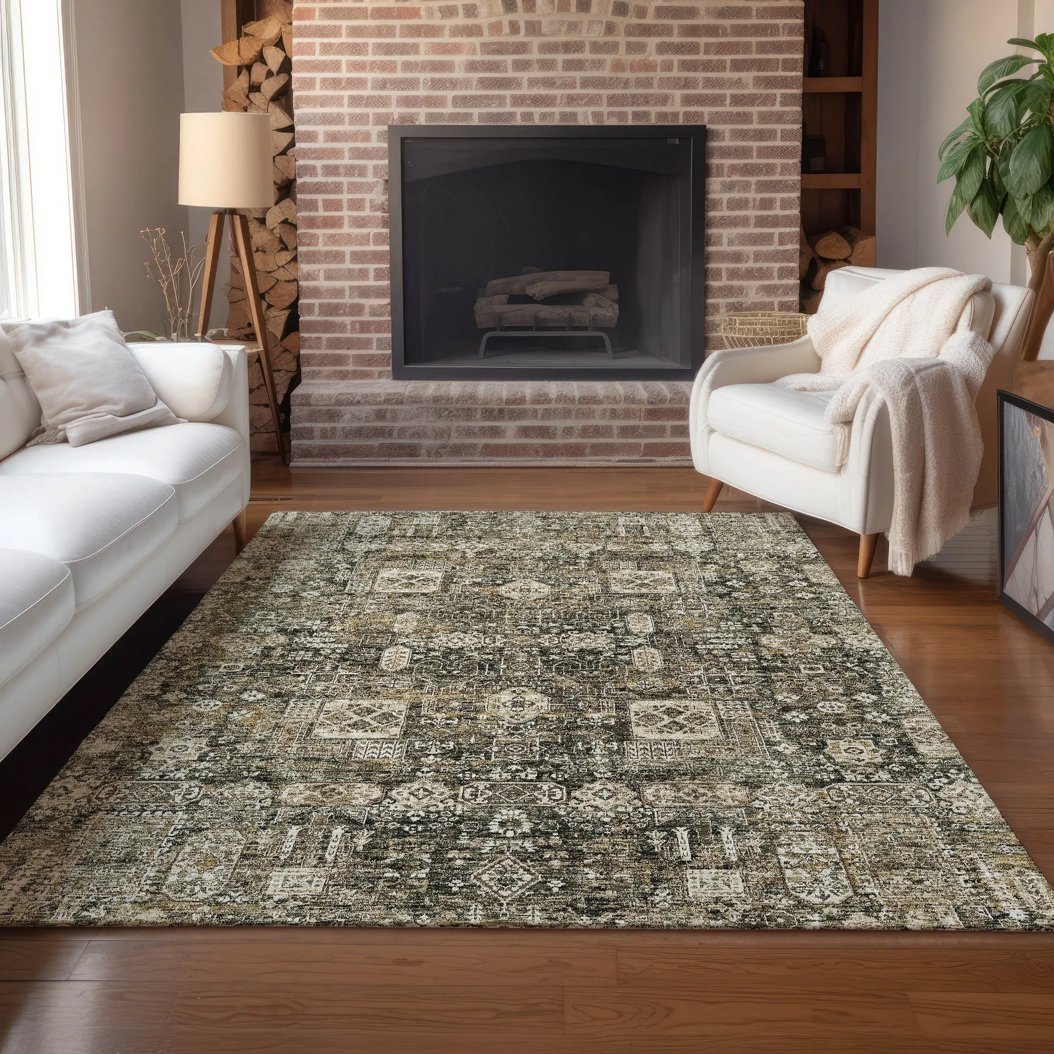 Machine Washable Indoor/ Outdoor Chantille Vintage Traditional Rug