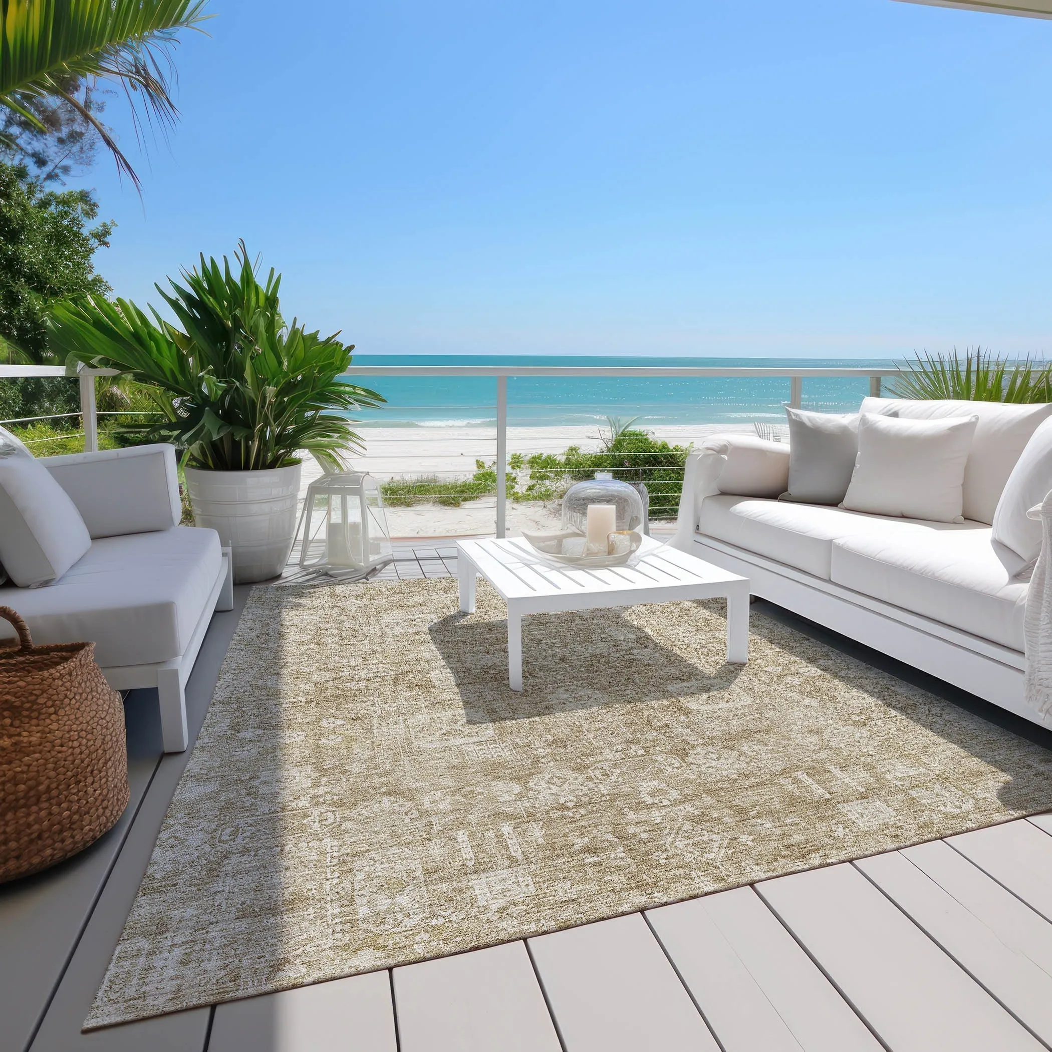 Machine Washable Indoor/ Outdoor Chantille Vintage Traditional Rug