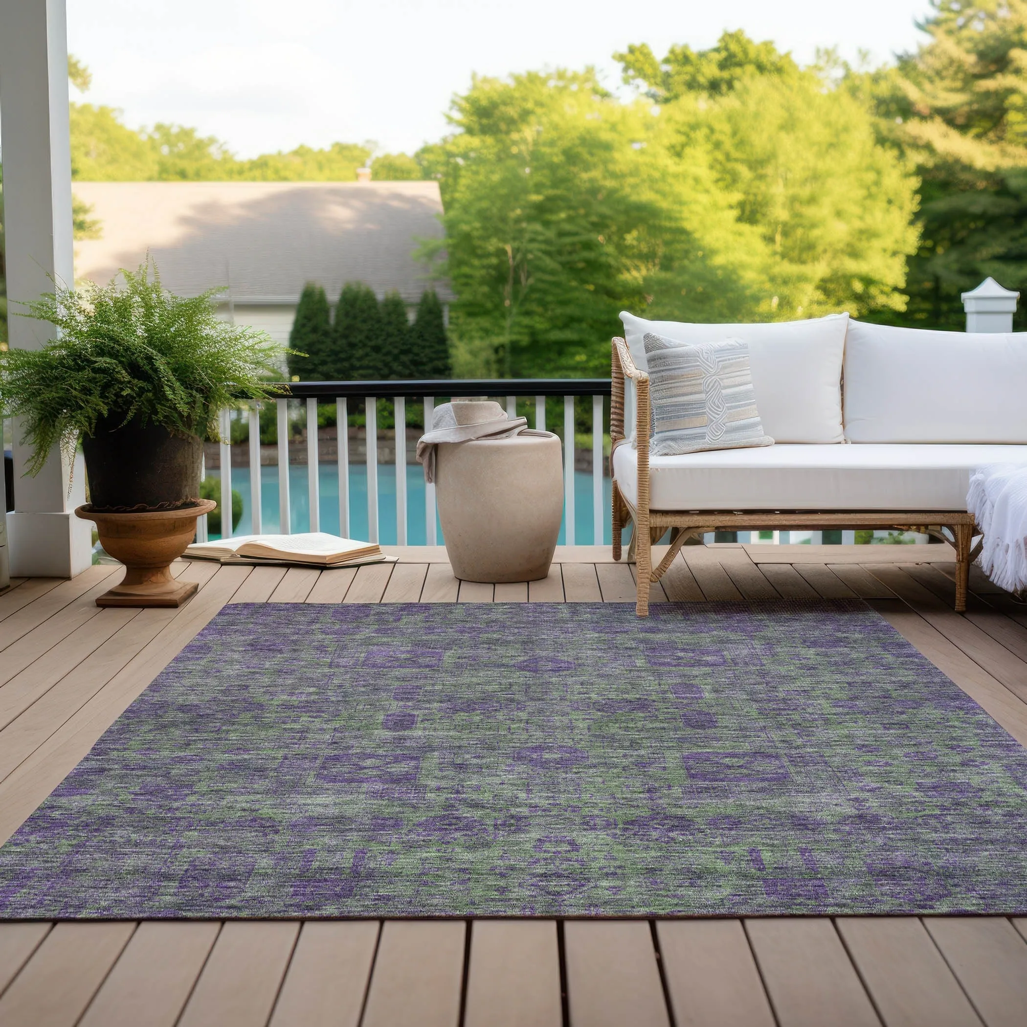 Machine Washable Indoor/ Outdoor Chantille Vintage Traditional Rug