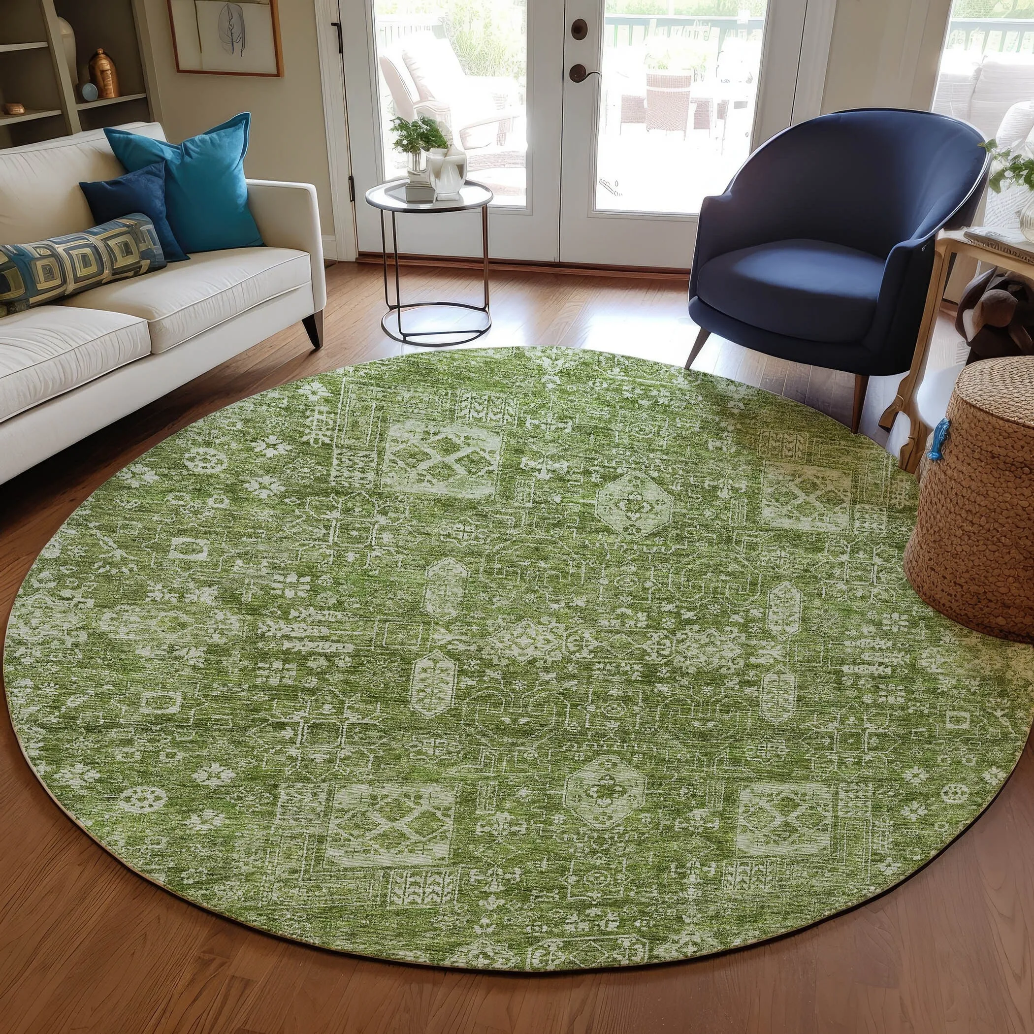 Machine Washable Indoor/ Outdoor Chantille Vintage Traditional Rug