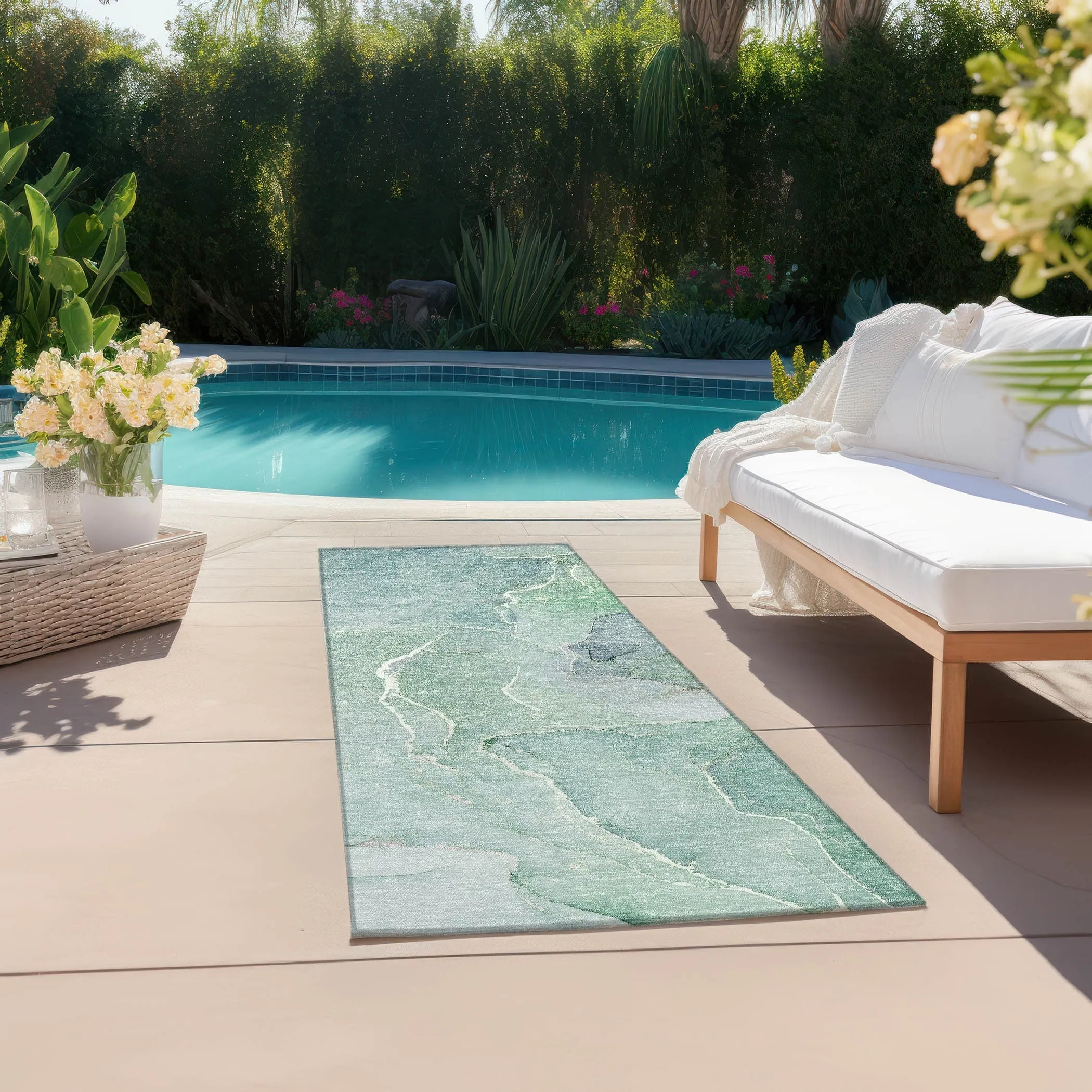Machine Washable Indoor/ Outdoor Chantille Watercolor Rug