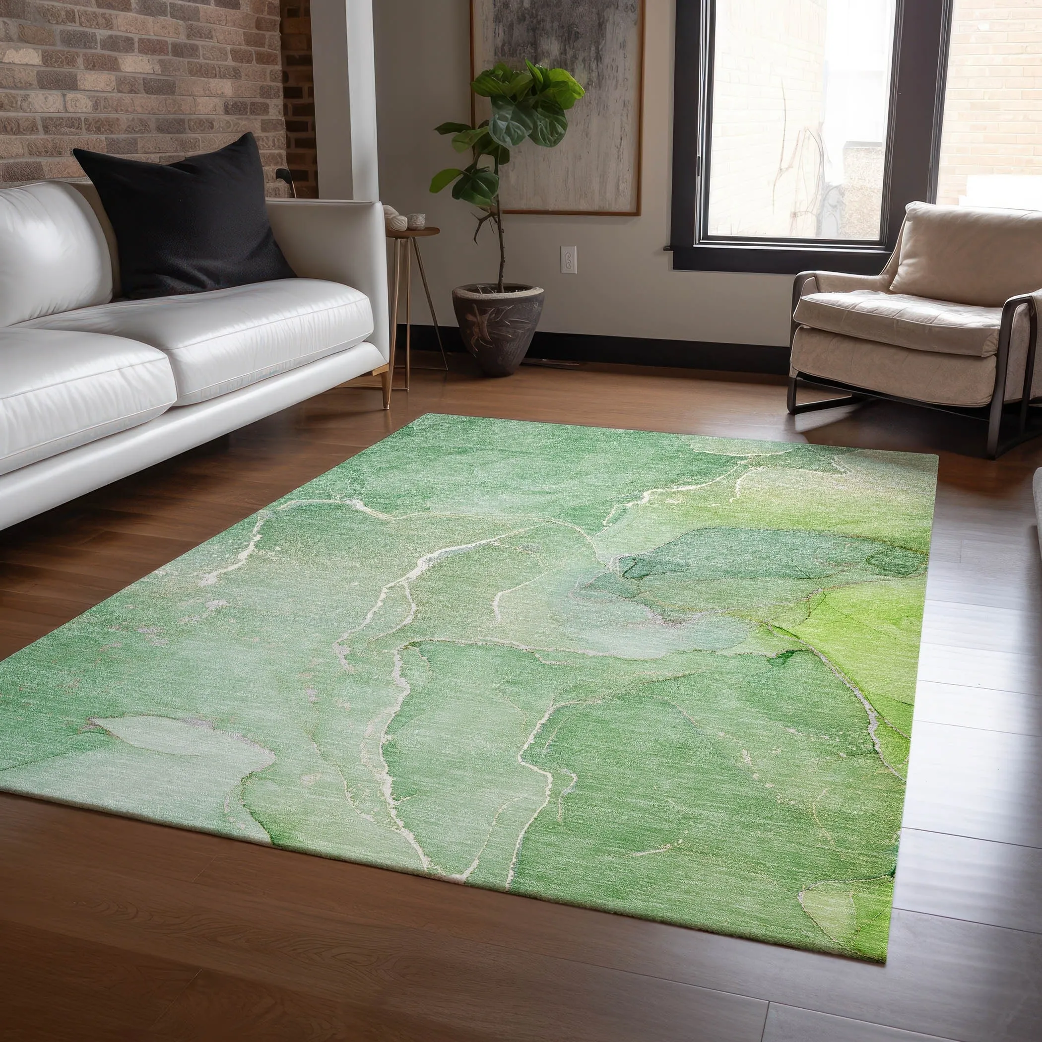 Machine Washable Indoor/ Outdoor Chantille Watercolor Rug