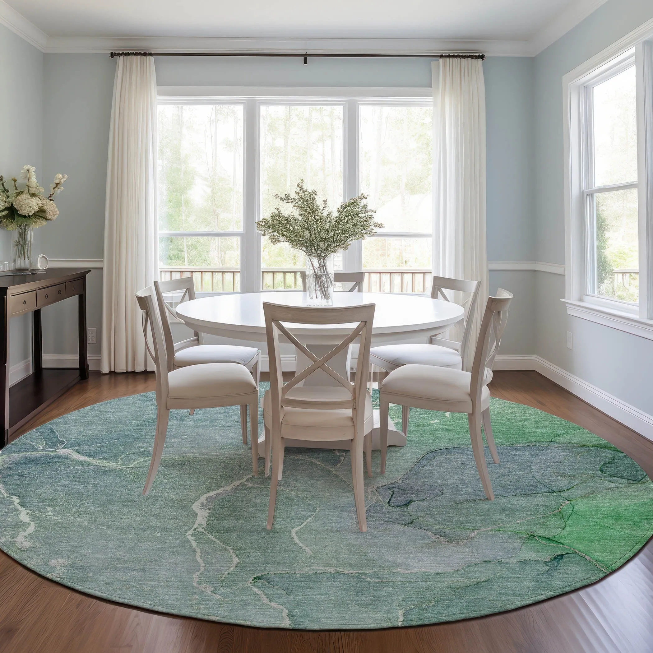 Machine Washable Indoor/ Outdoor Chantille Watercolor Rug