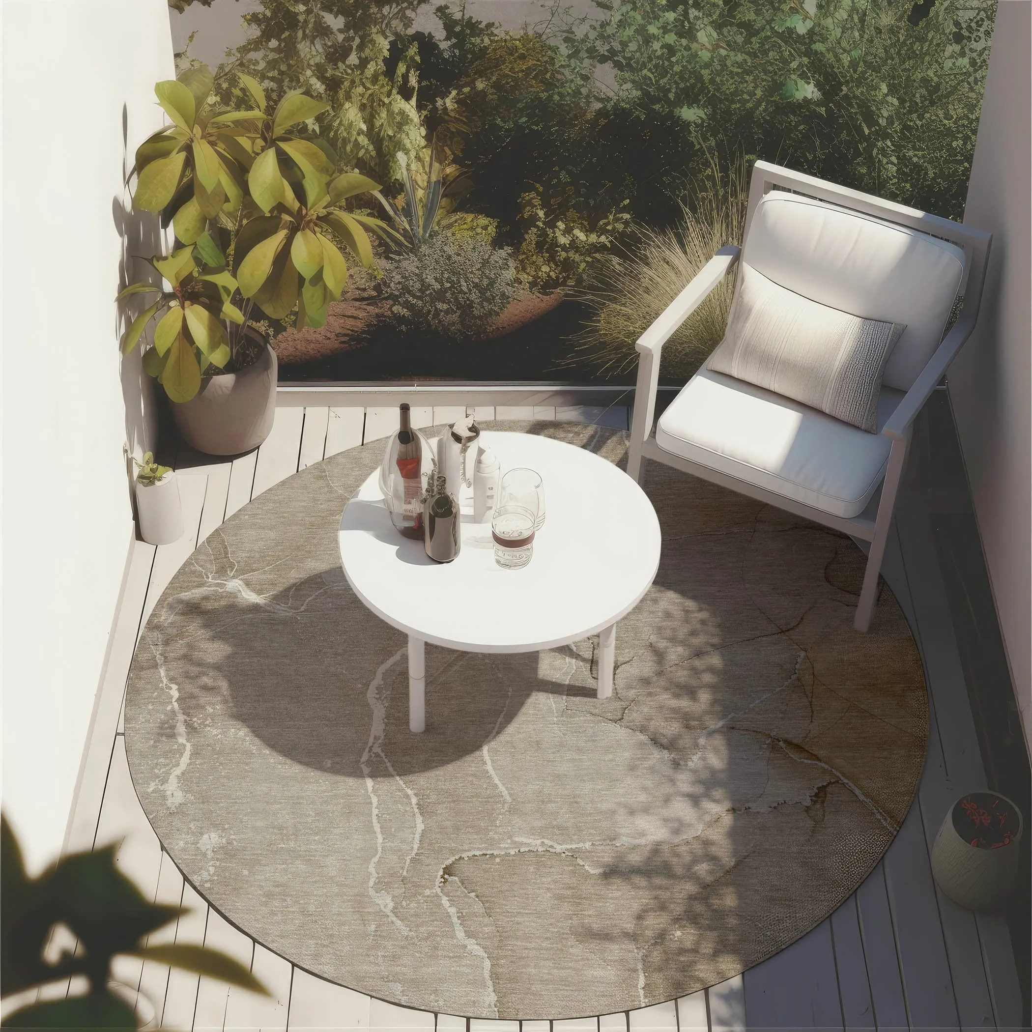 Machine Washable Indoor/ Outdoor Chantille Watercolor Rug