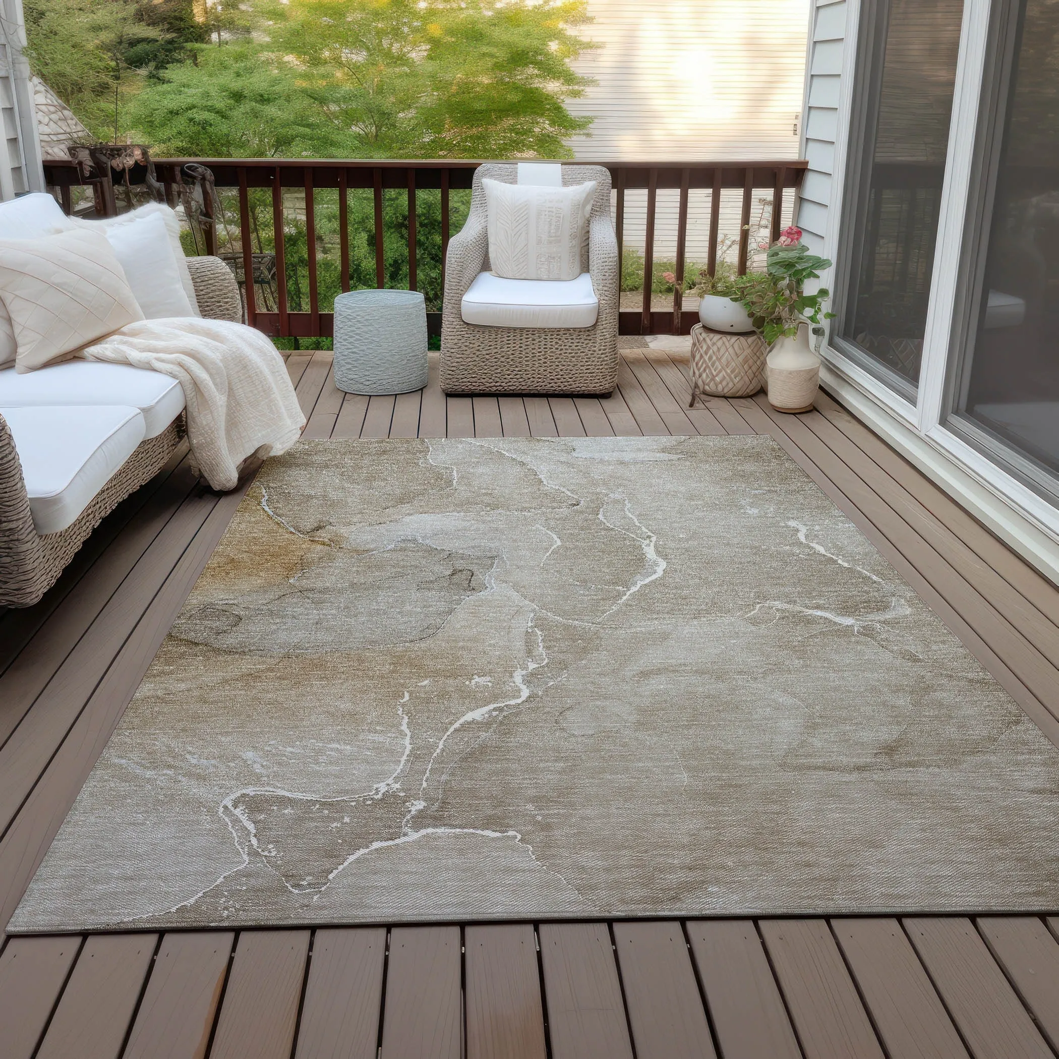 Machine Washable Indoor/ Outdoor Chantille Watercolor Rug
