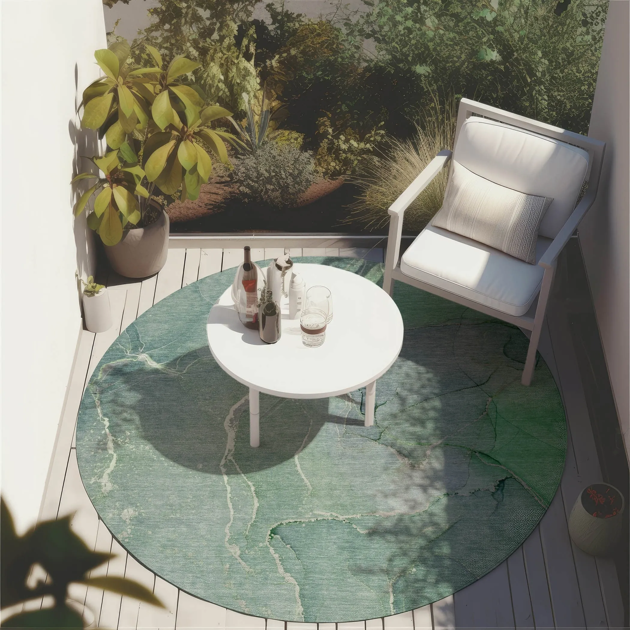Machine Washable Indoor/ Outdoor Chantille Watercolor Rug