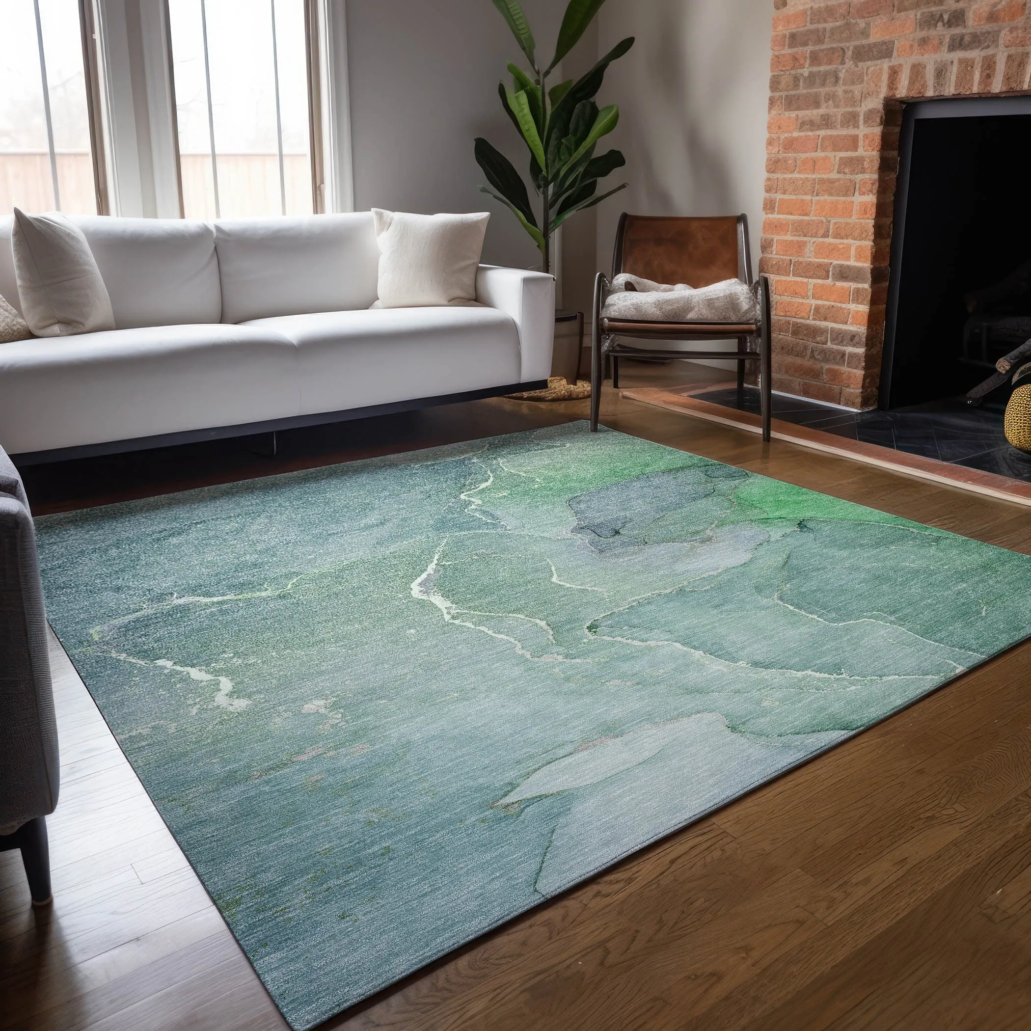 Machine Washable Indoor/ Outdoor Chantille Watercolor Rug