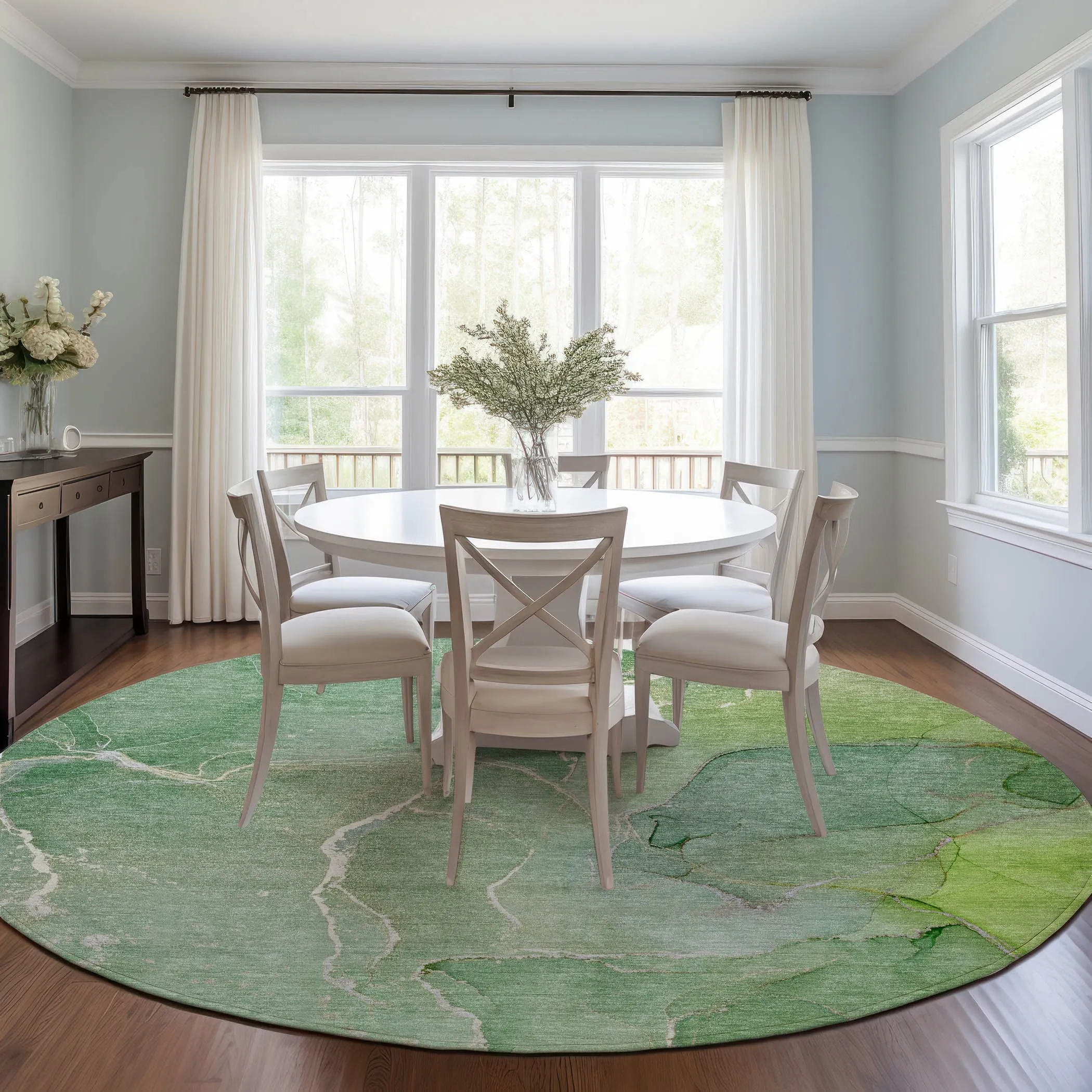 Machine Washable Indoor/ Outdoor Chantille Watercolor Rug