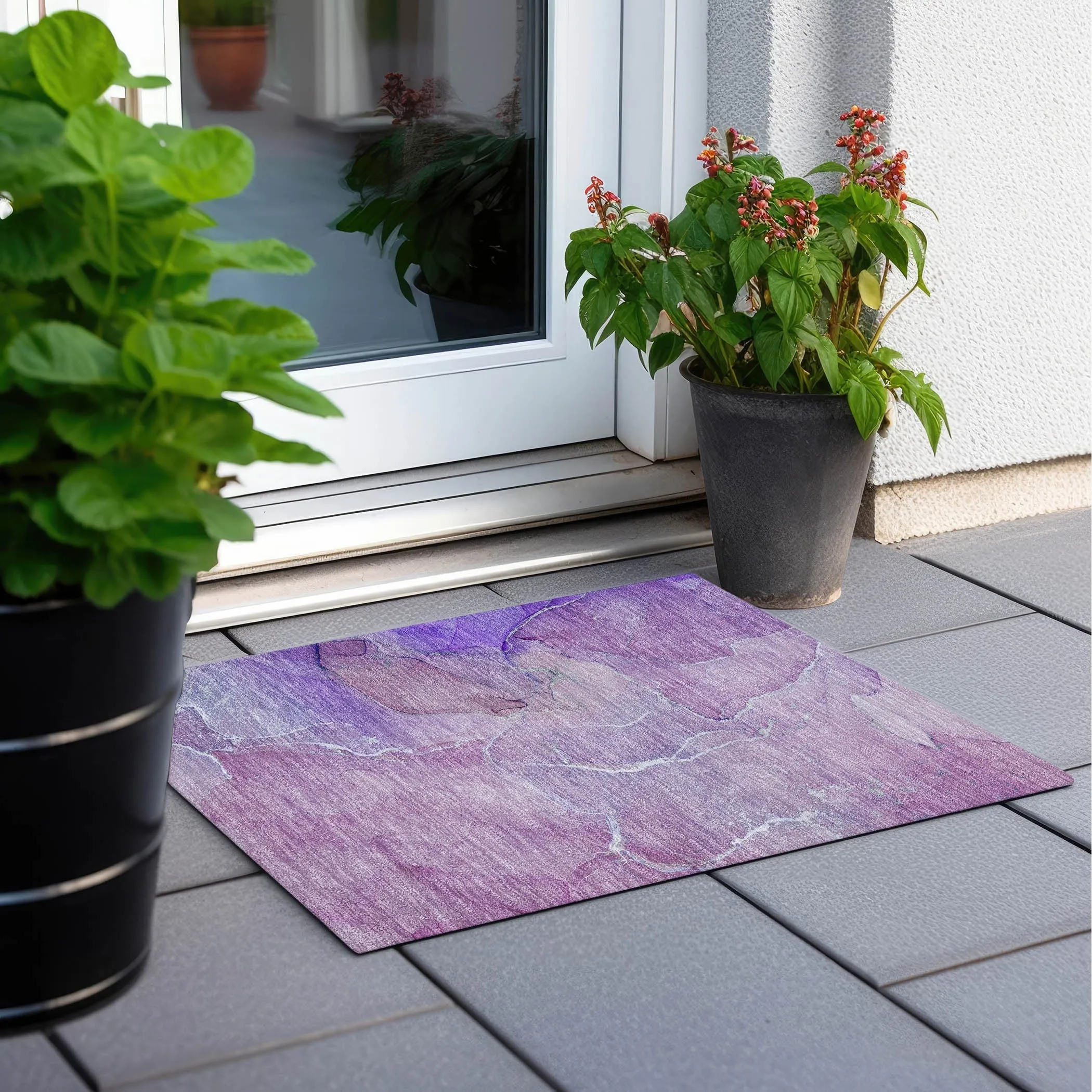 Machine Washable Indoor/ Outdoor Chantille Watercolor Rug
