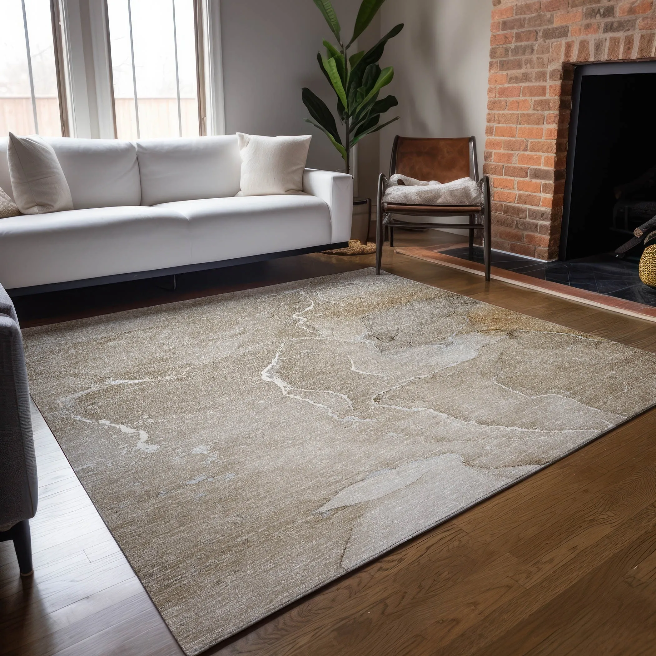 Machine Washable Indoor/ Outdoor Chantille Watercolor Rug