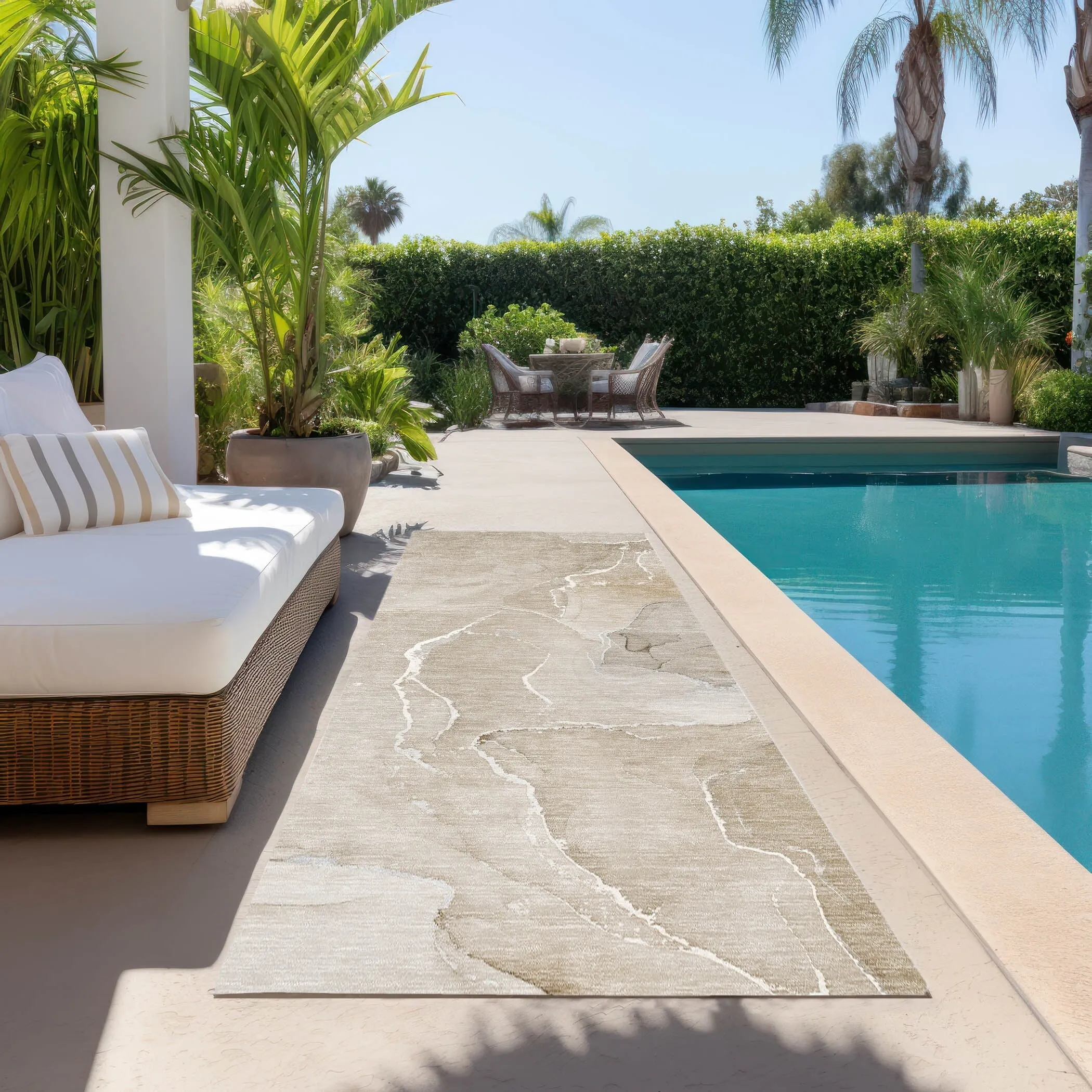 Machine Washable Indoor/ Outdoor Chantille Watercolor Rug