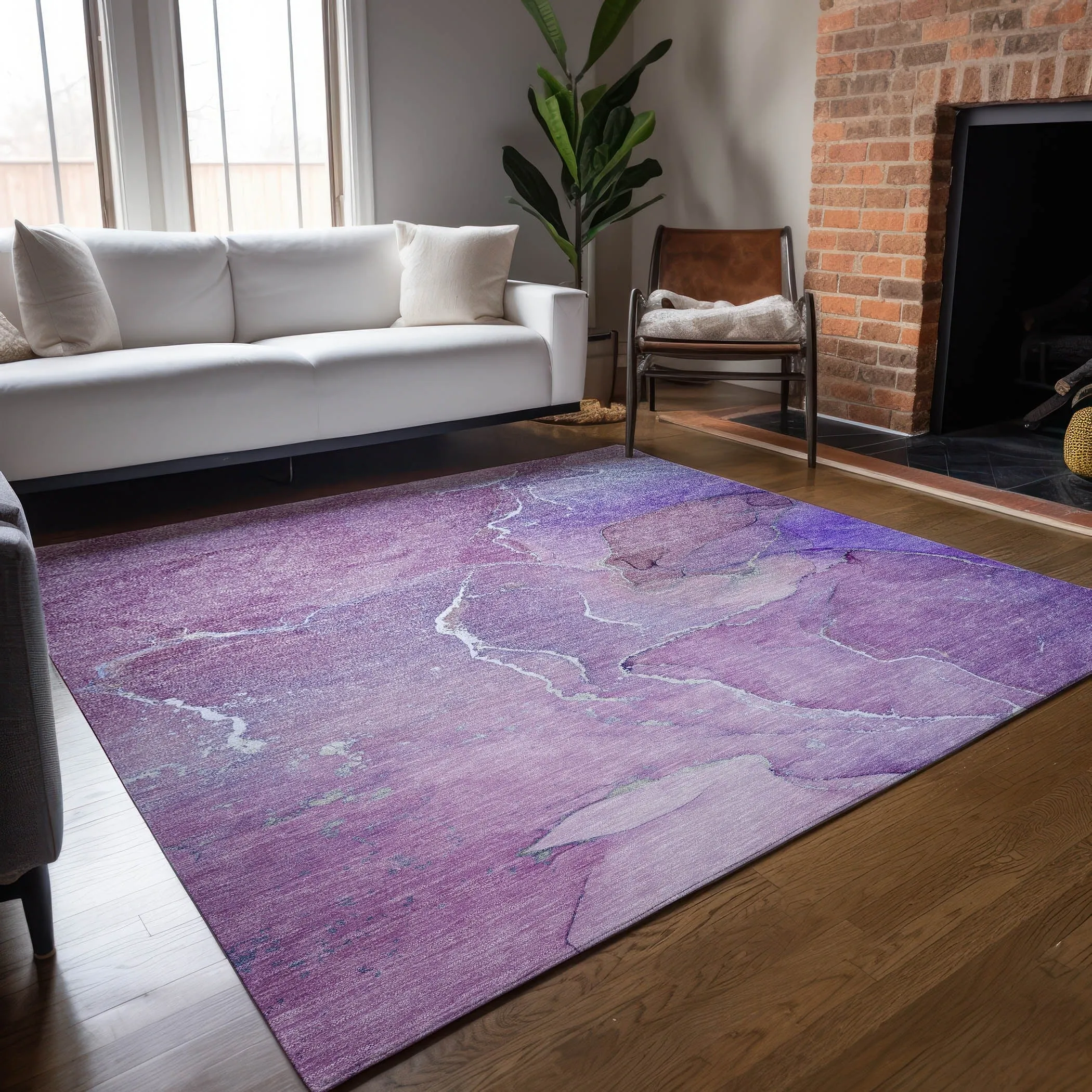 Machine Washable Indoor/ Outdoor Chantille Watercolor Rug