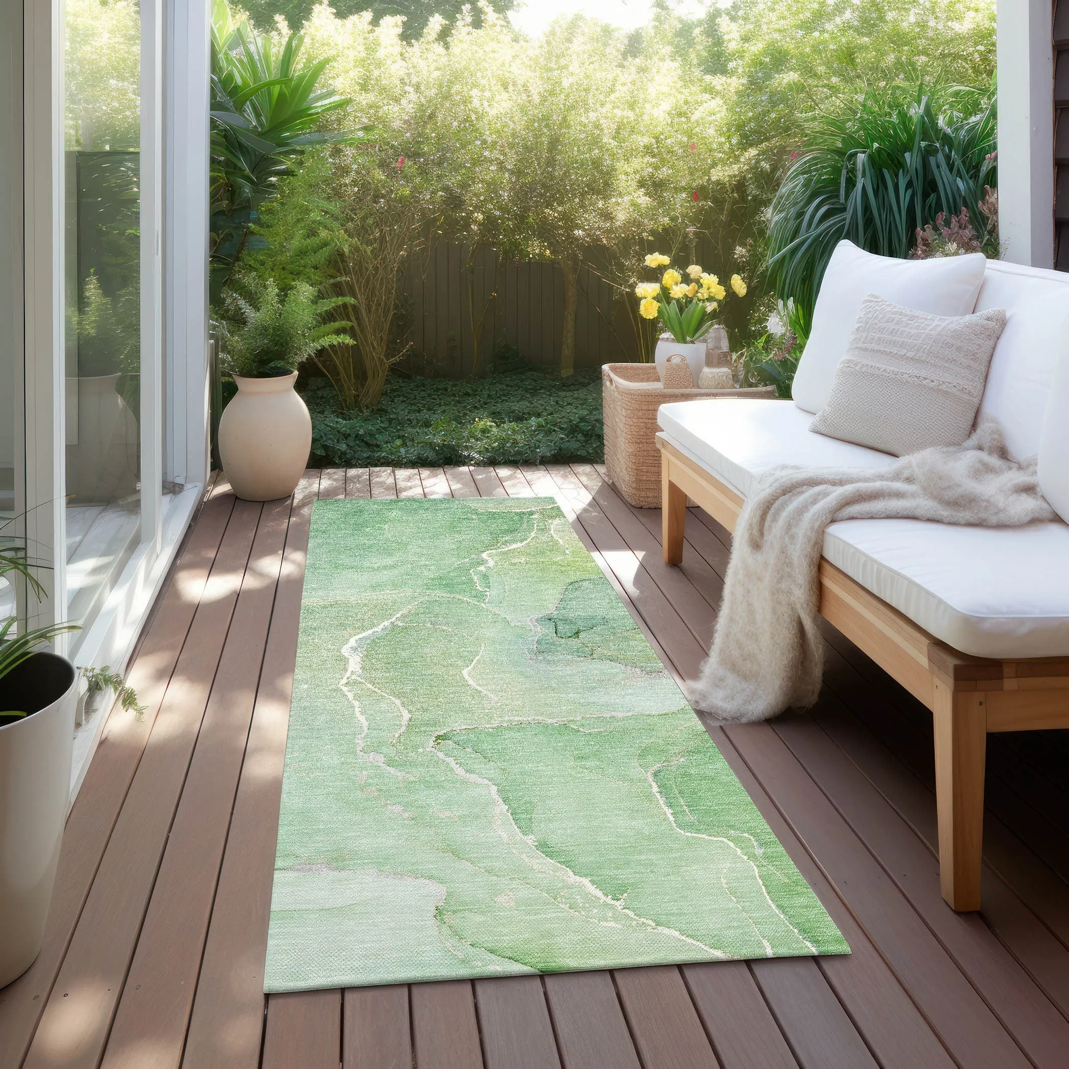 Machine Washable Indoor/ Outdoor Chantille Watercolor Rug