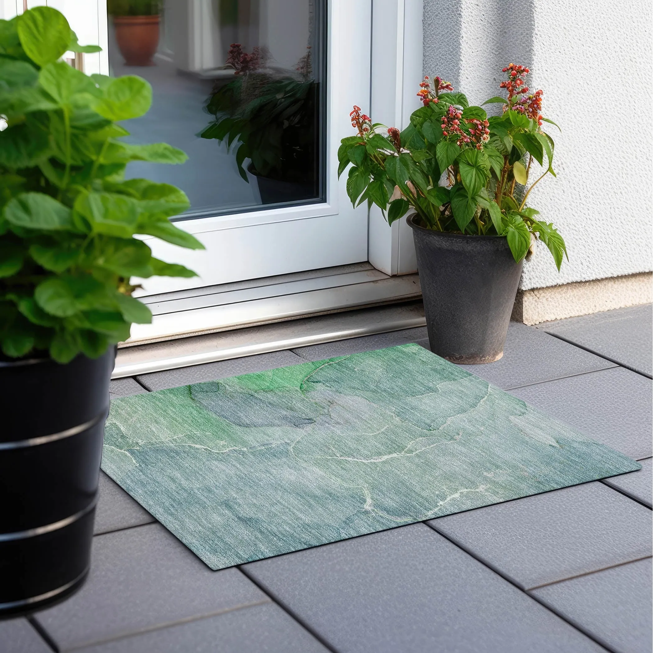 Machine Washable Indoor/ Outdoor Chantille Watercolor Rug
