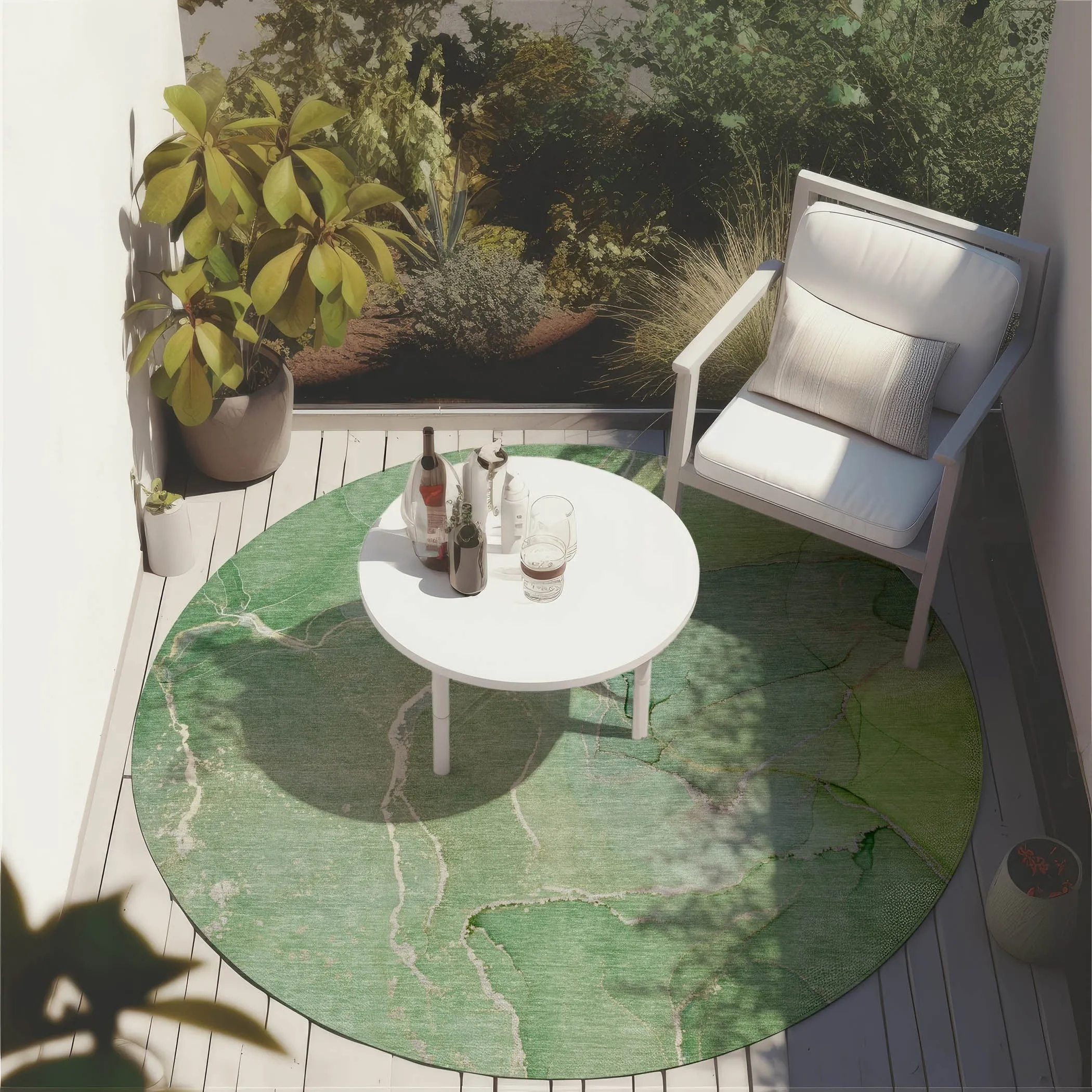 Machine Washable Indoor/ Outdoor Chantille Watercolor Rug
