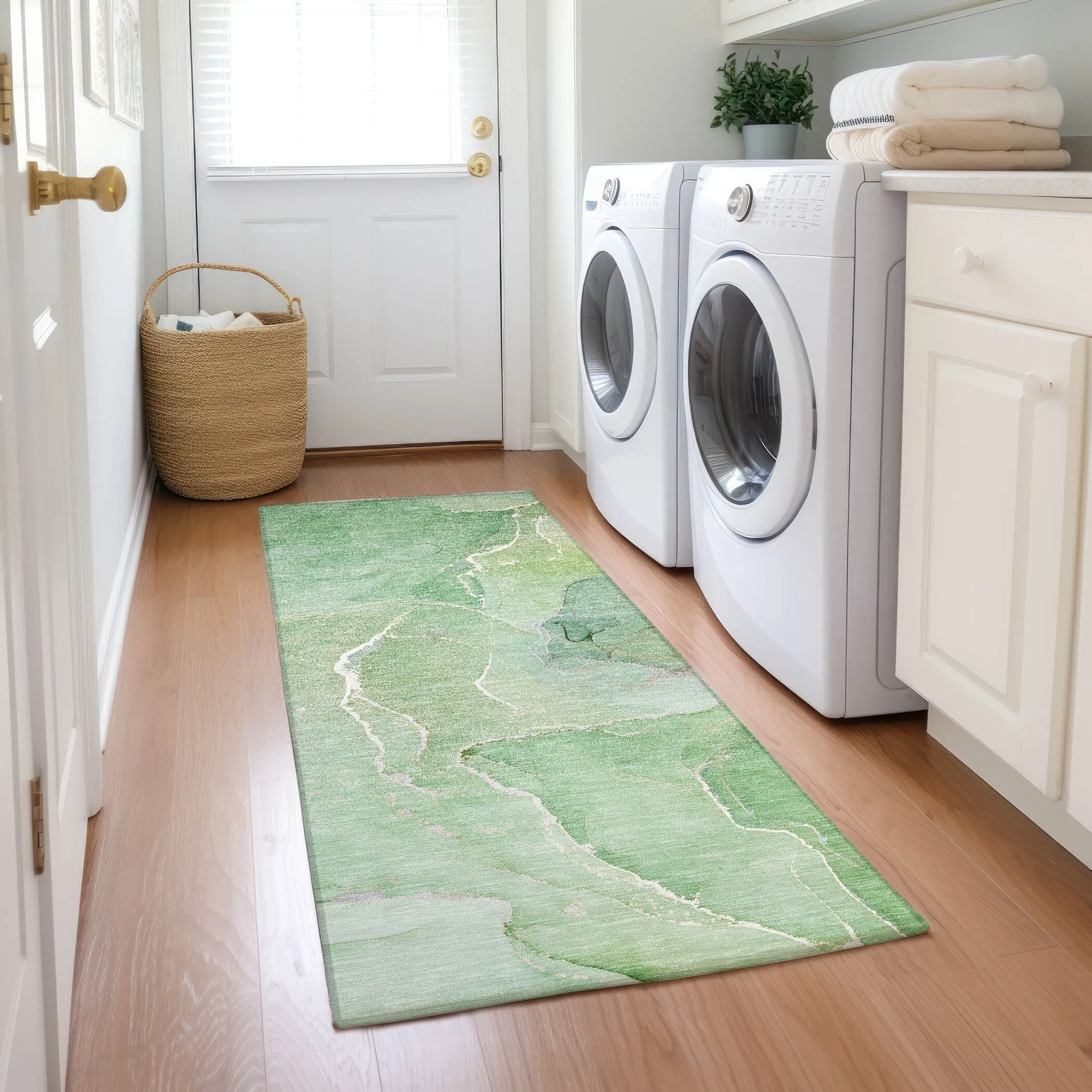 Machine Washable Indoor/ Outdoor Chantille Watercolor Rug