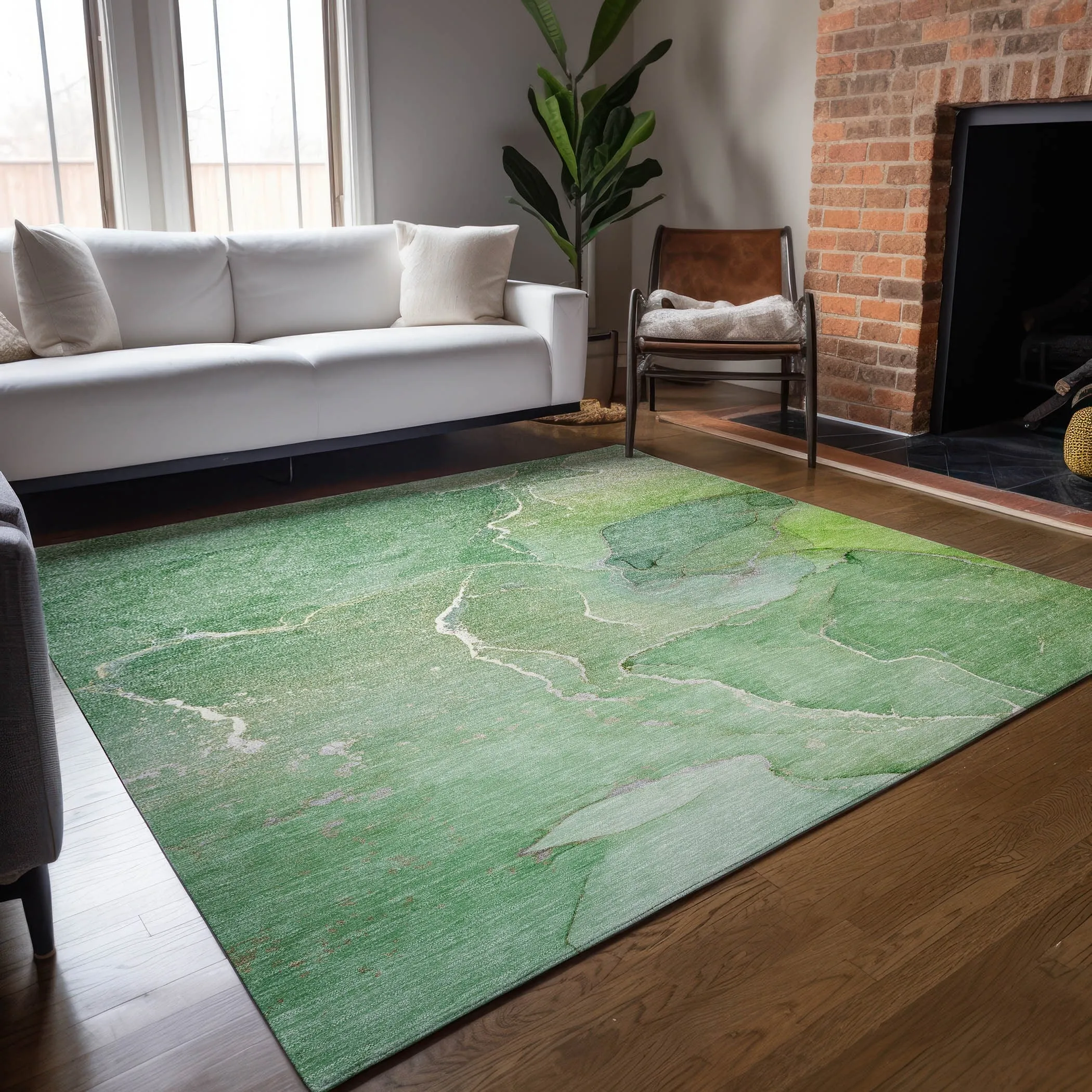 Machine Washable Indoor/ Outdoor Chantille Watercolor Rug