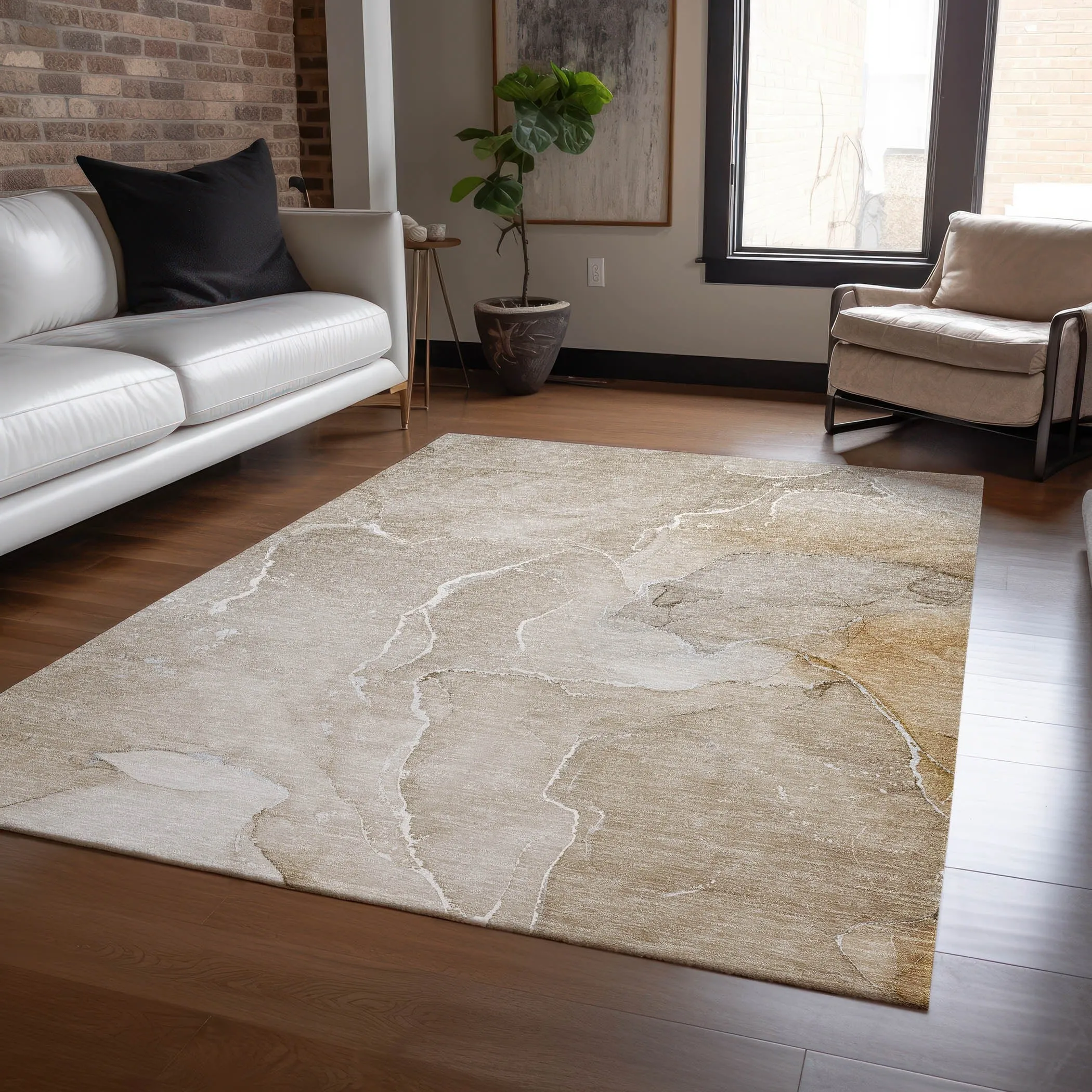 Machine Washable Indoor/ Outdoor Chantille Watercolor Rug