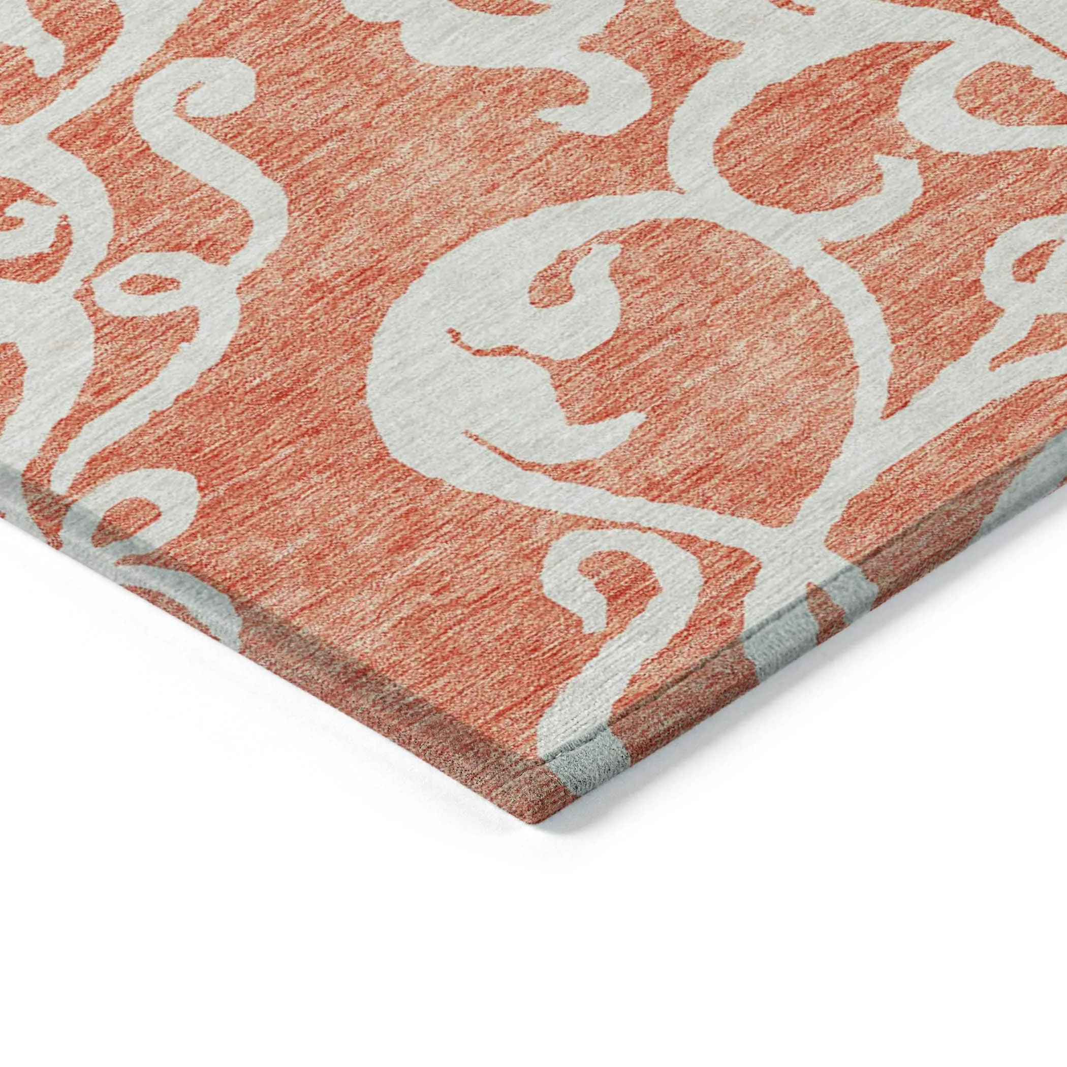 Machine Washable Indoor/ Outdoor Damask Glam Chantille Rug
