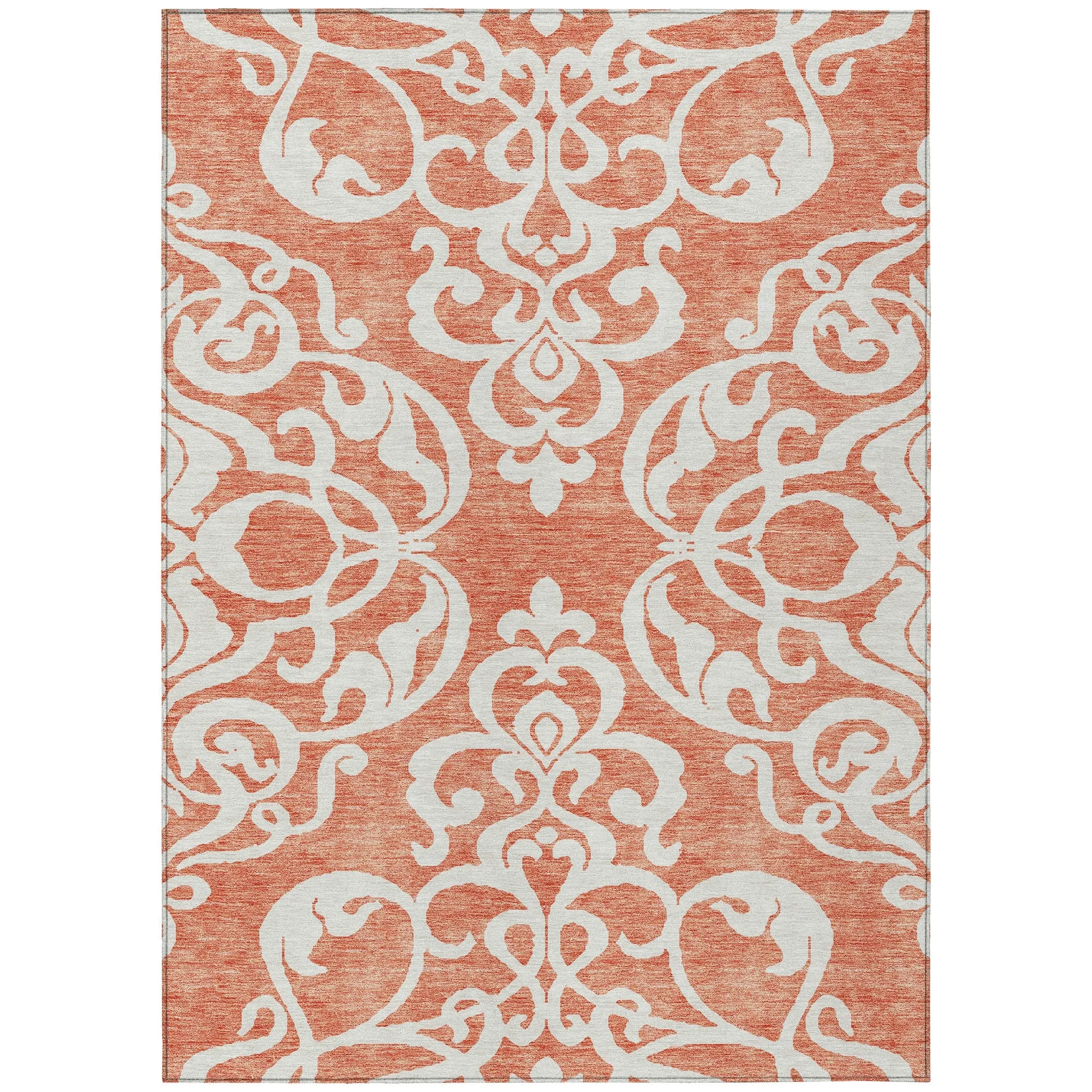 Machine Washable Indoor/ Outdoor Damask Glam Chantille Rug