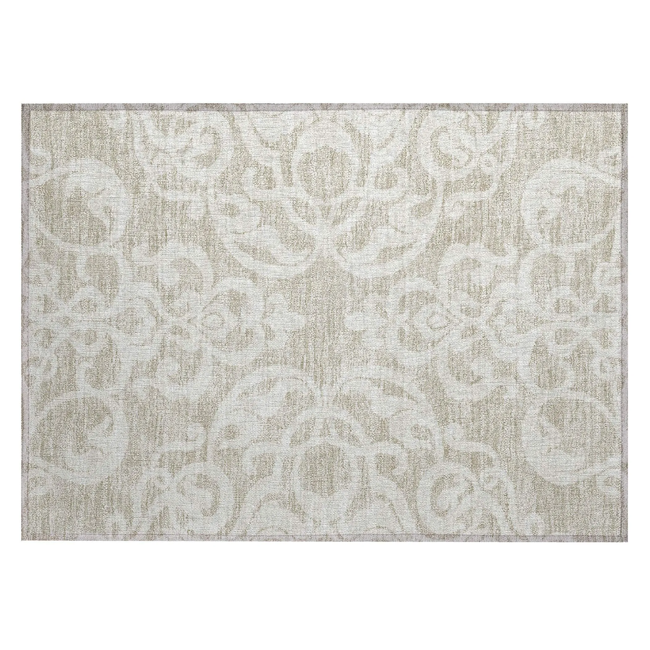 Machine Washable Indoor/ Outdoor Damask Glam Chantille Rug