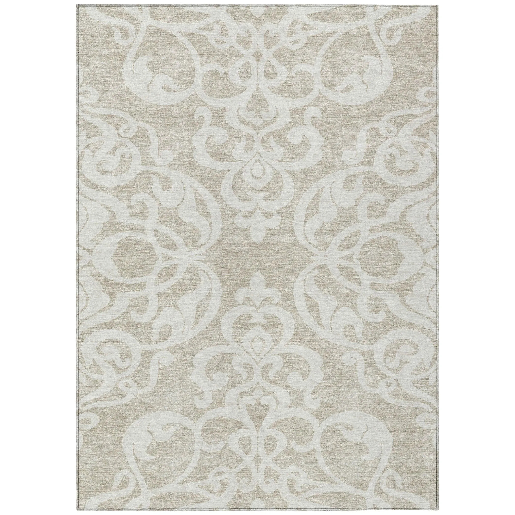 Machine Washable Indoor/ Outdoor Damask Glam Chantille Rug