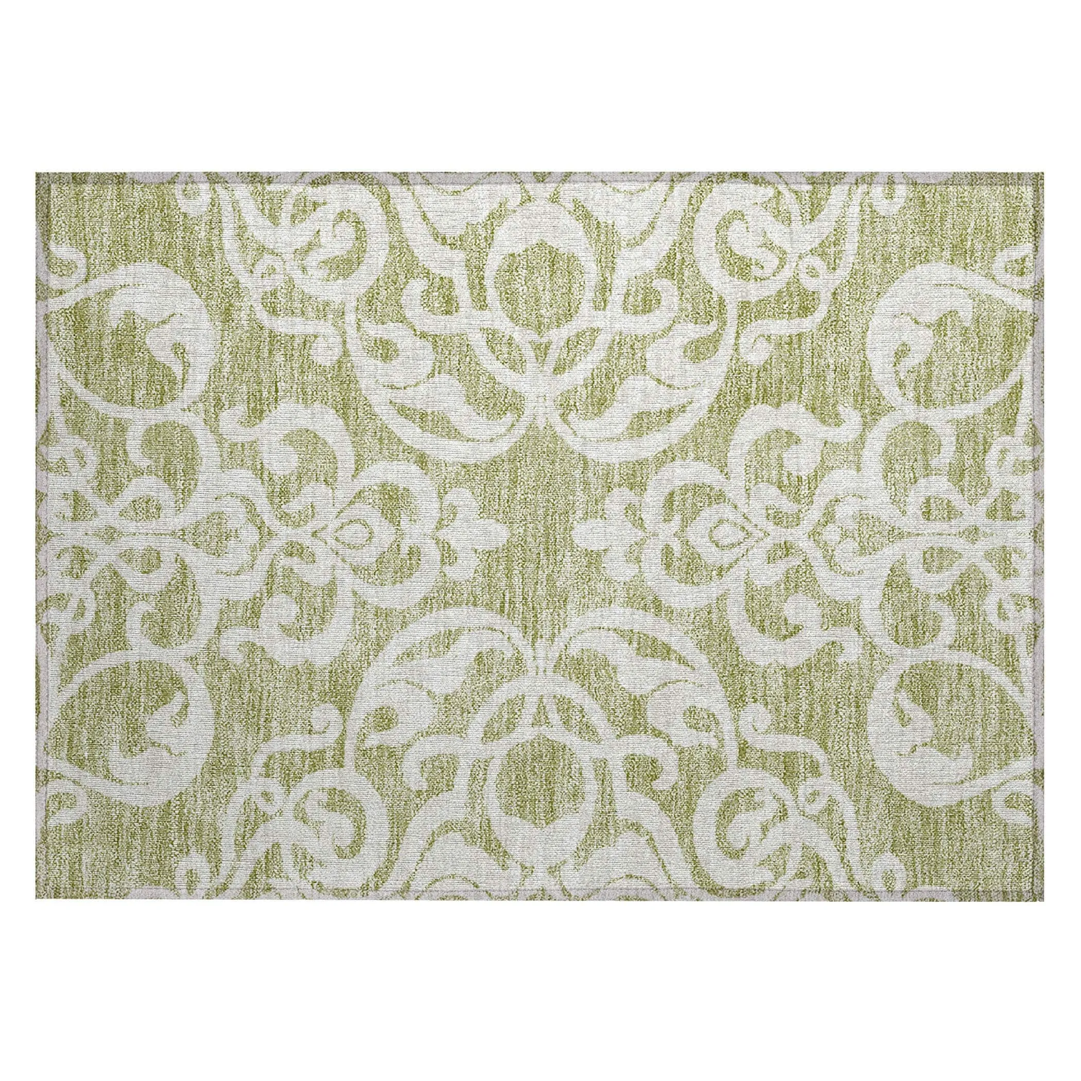 Machine Washable Indoor/ Outdoor Damask Glam Chantille Rug