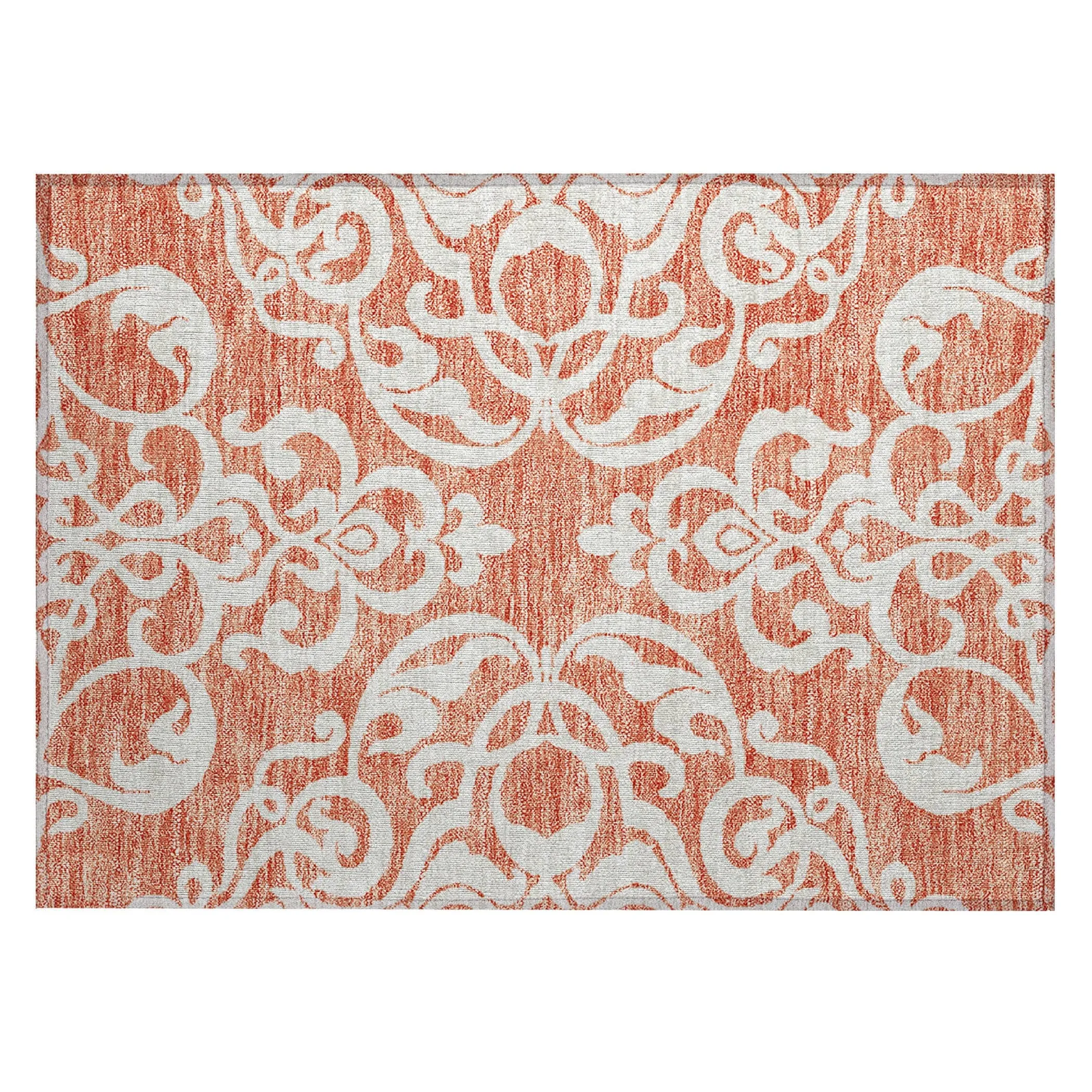 Machine Washable Indoor/ Outdoor Damask Glam Chantille Rug