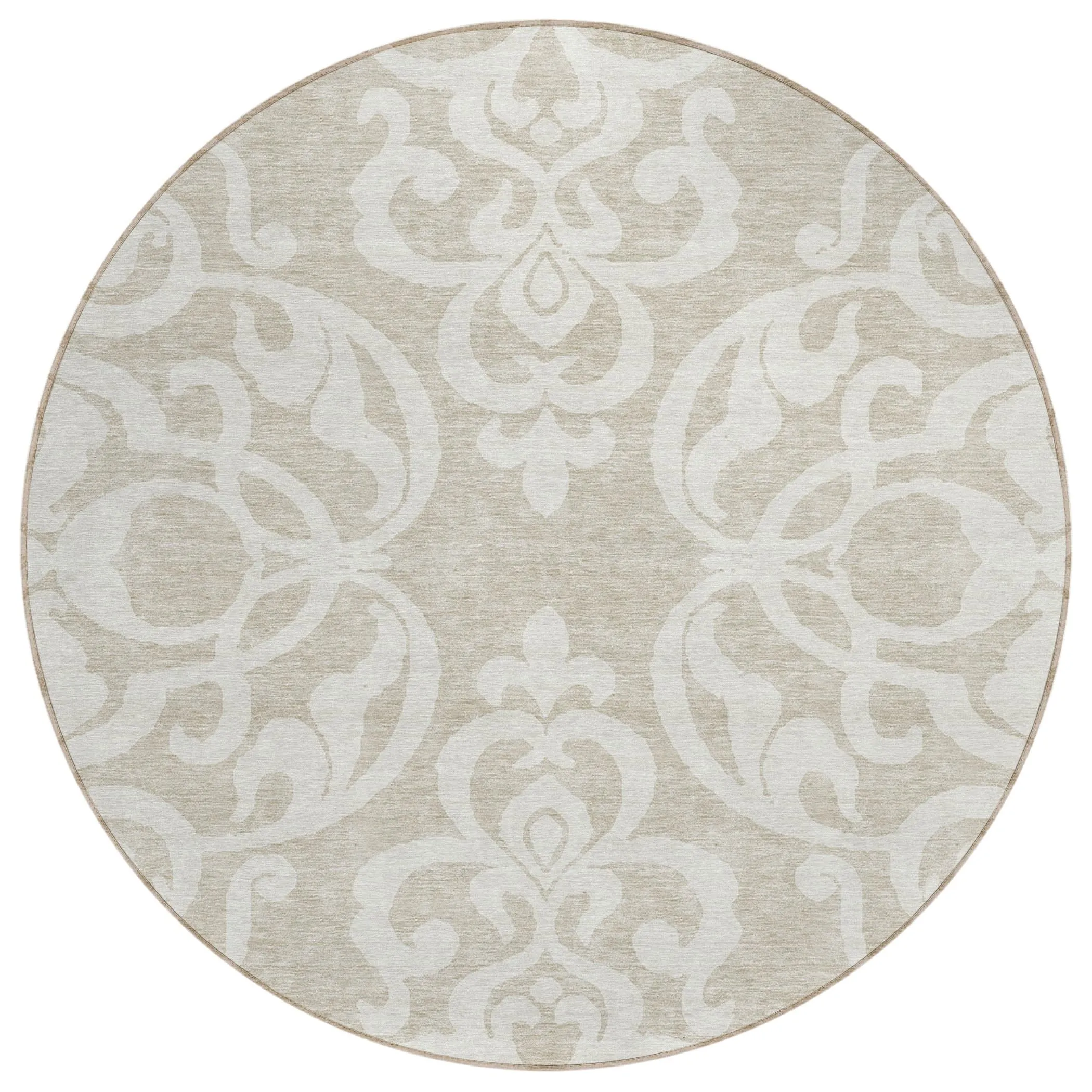 Machine Washable Indoor/ Outdoor Damask Glam Chantille Rug